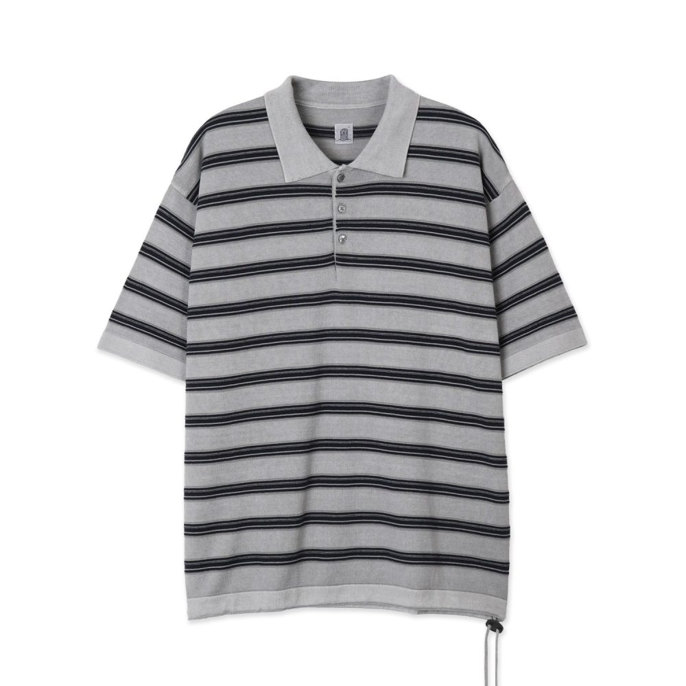 3-Line Stripe Collar Knit (Grey)