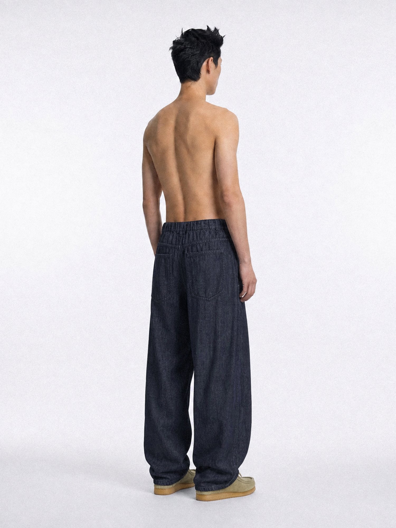 Button-up Linen Denim Pants (Indigo)