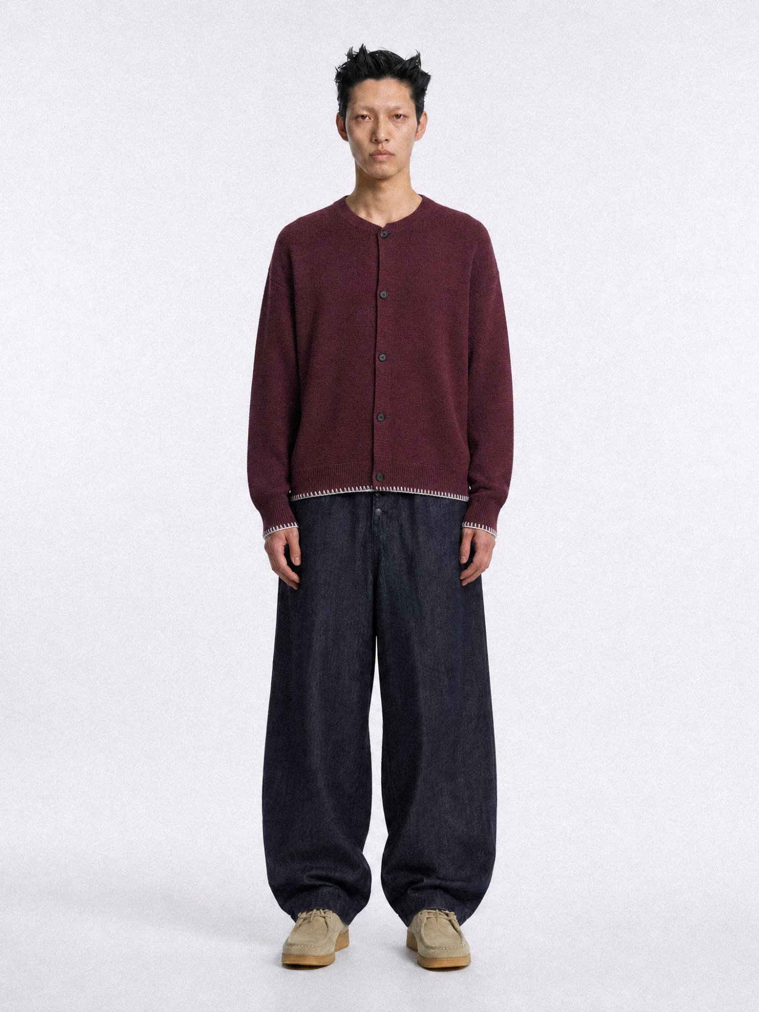 Linen Needle-work Cardigan (Purple)