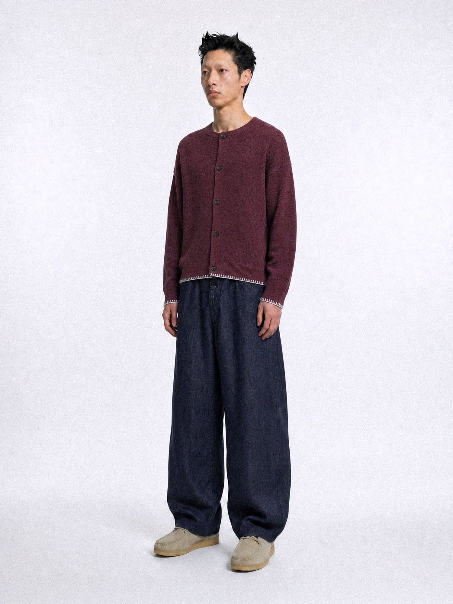 Linen Needle-work Cardigan (Purple)