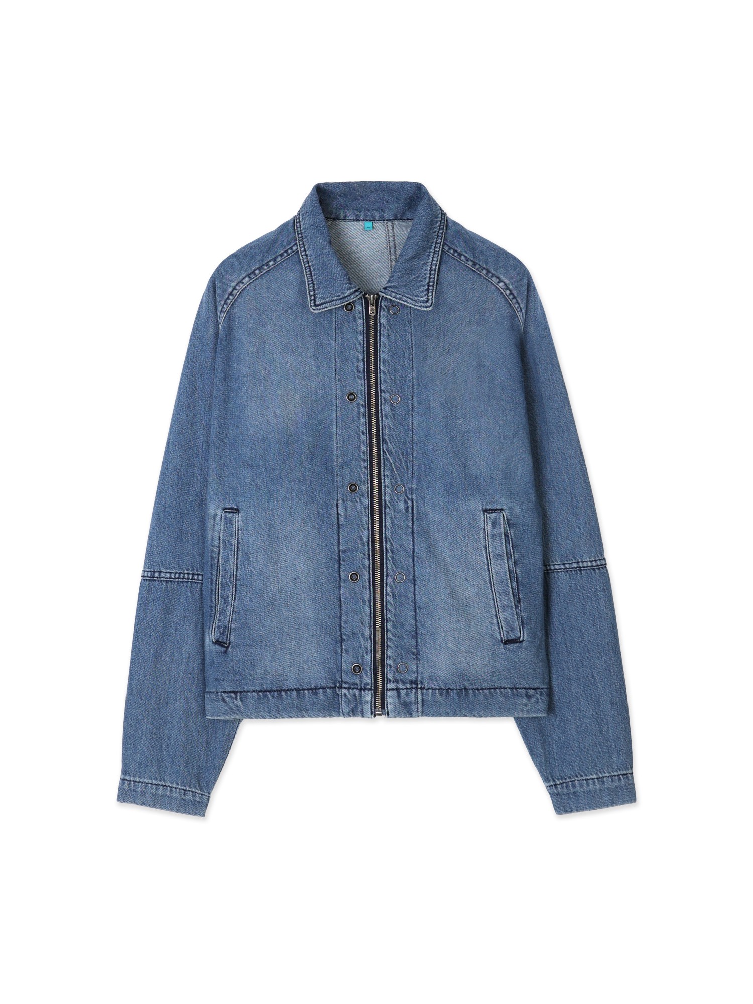 Zip-up Snap Denim Jacket (Blue)