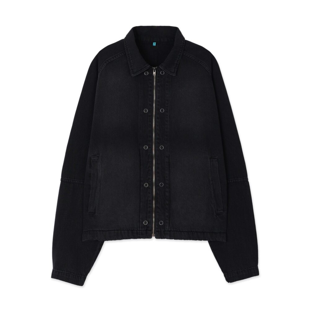 Zip-up Snap Denim Jacket (Black)