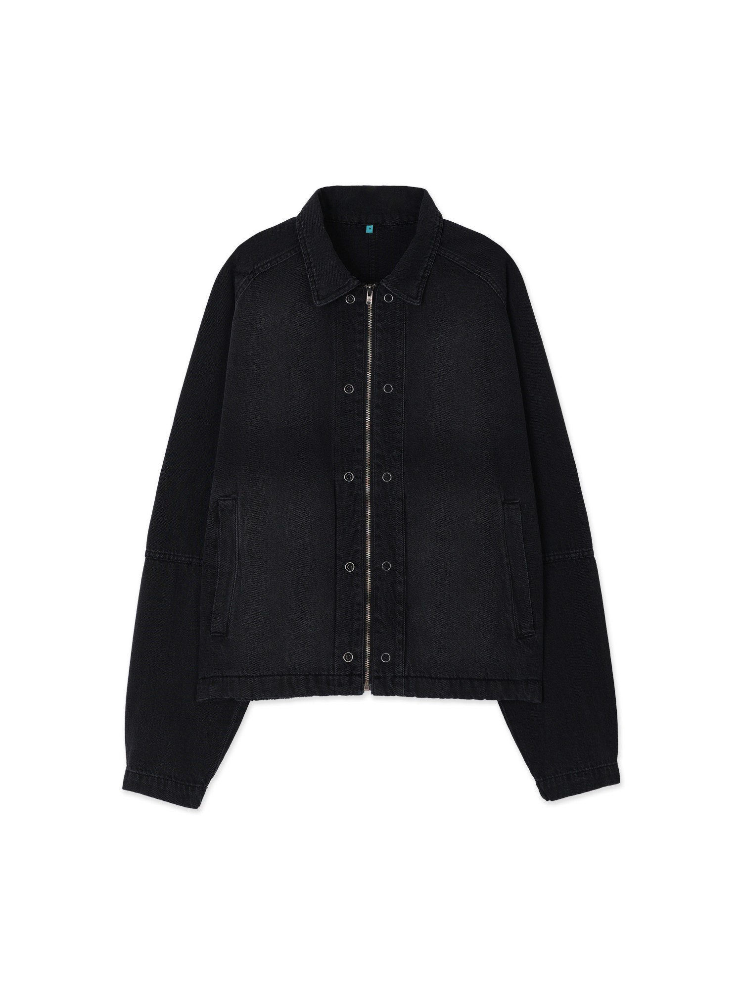 Zip-up Snap Denim Jacket (Black)