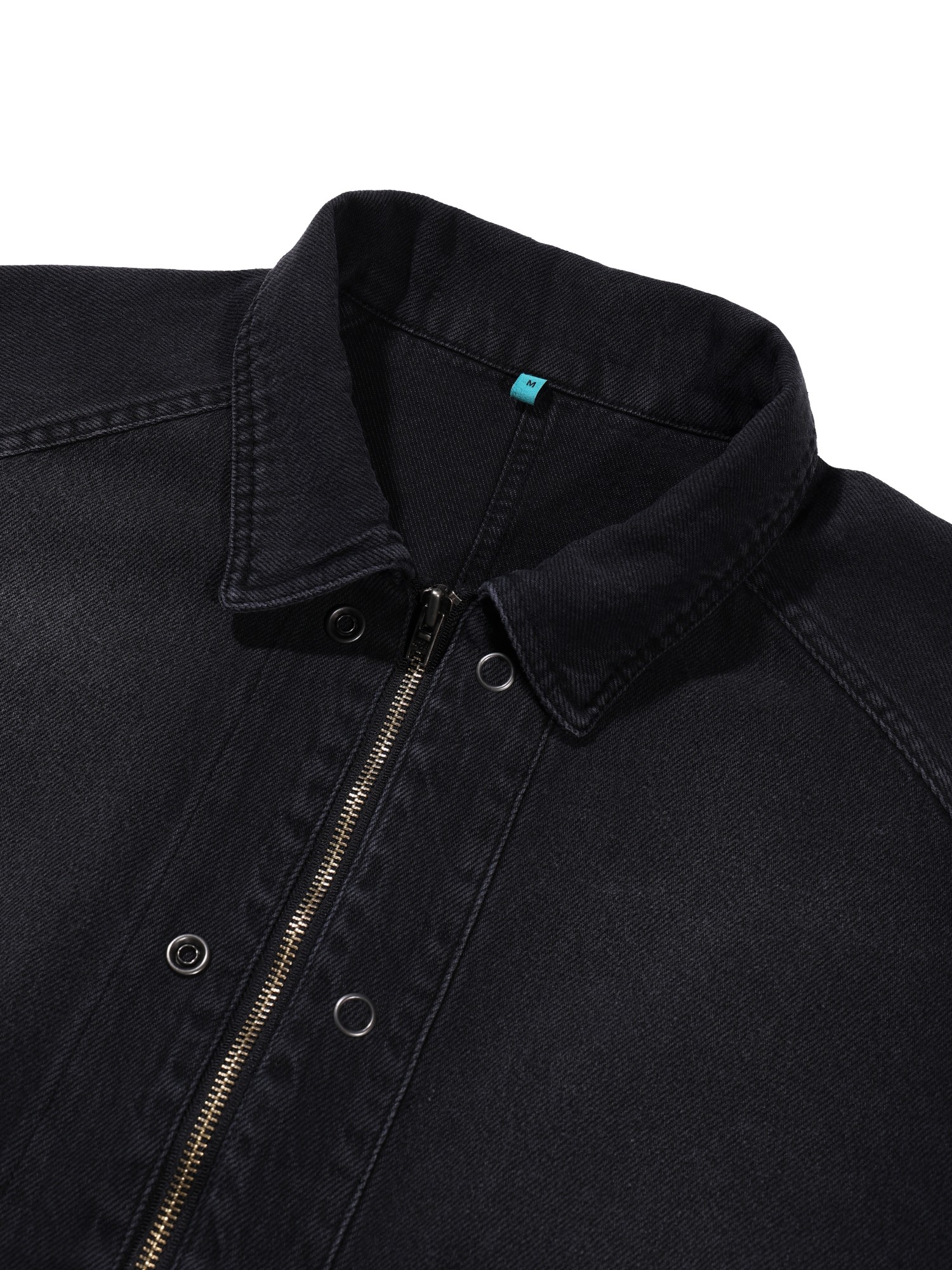 Zip-up Snap Denim Jacket (Black)