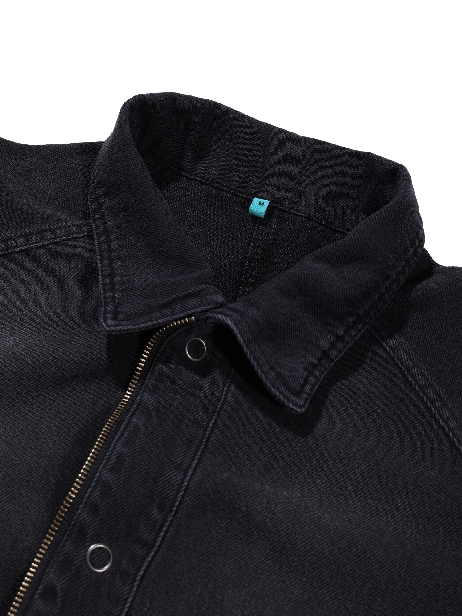 Zip-up Snap Denim Jacket (Black)
