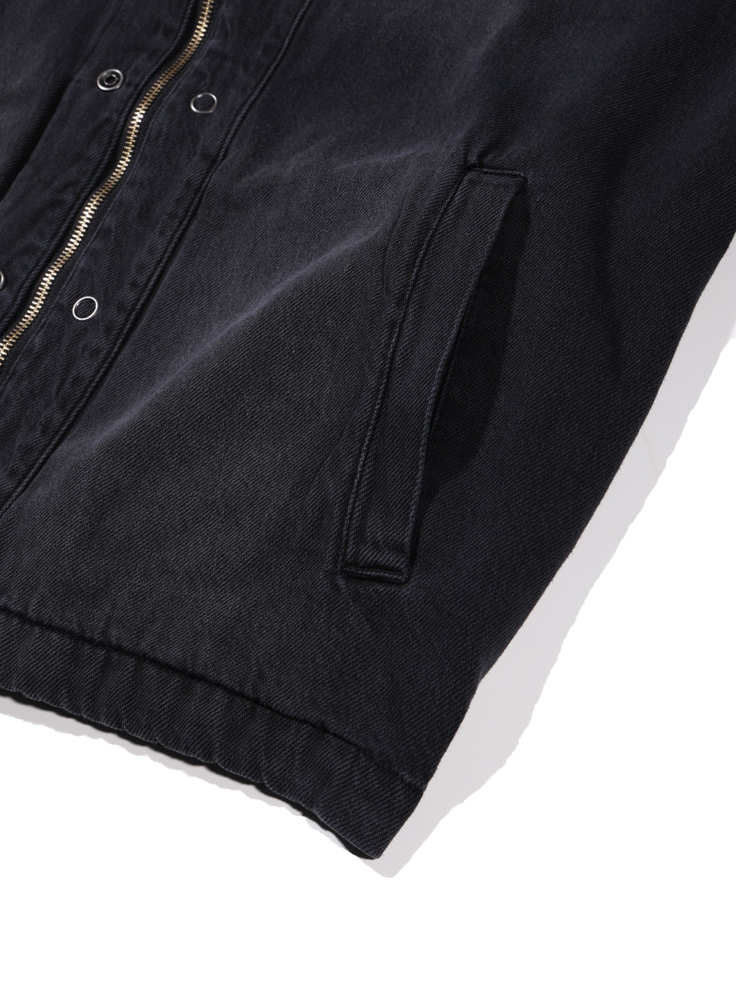 Zip-up Snap Denim Jacket (Black)
