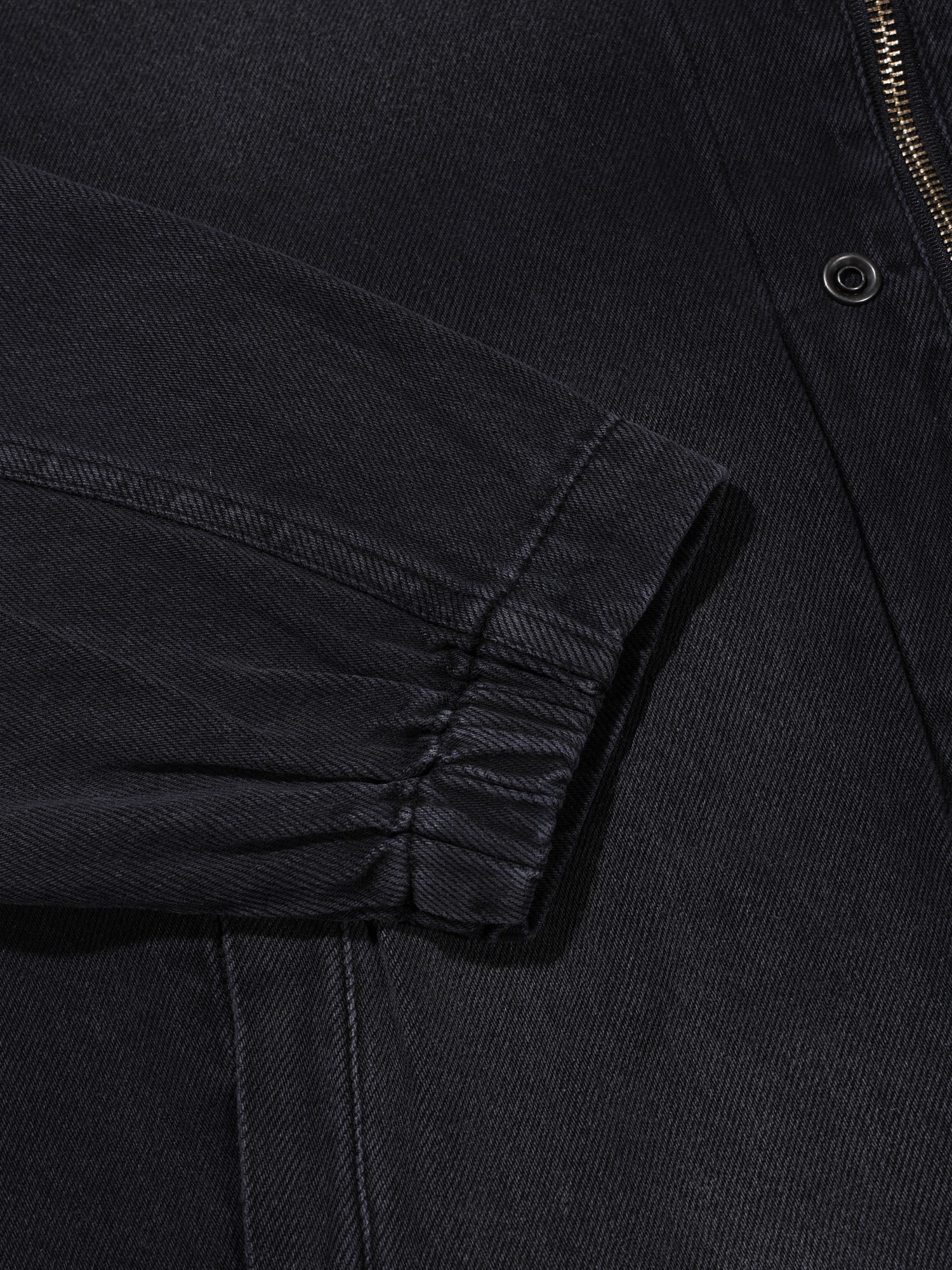 Zip-up Snap Denim Jacket (Black)