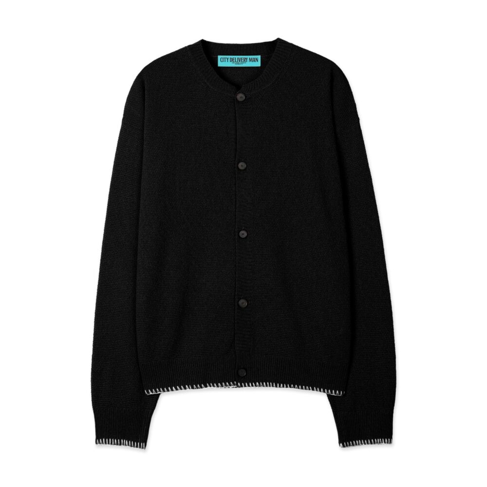 Linen Needle-work Cardigan (Black)