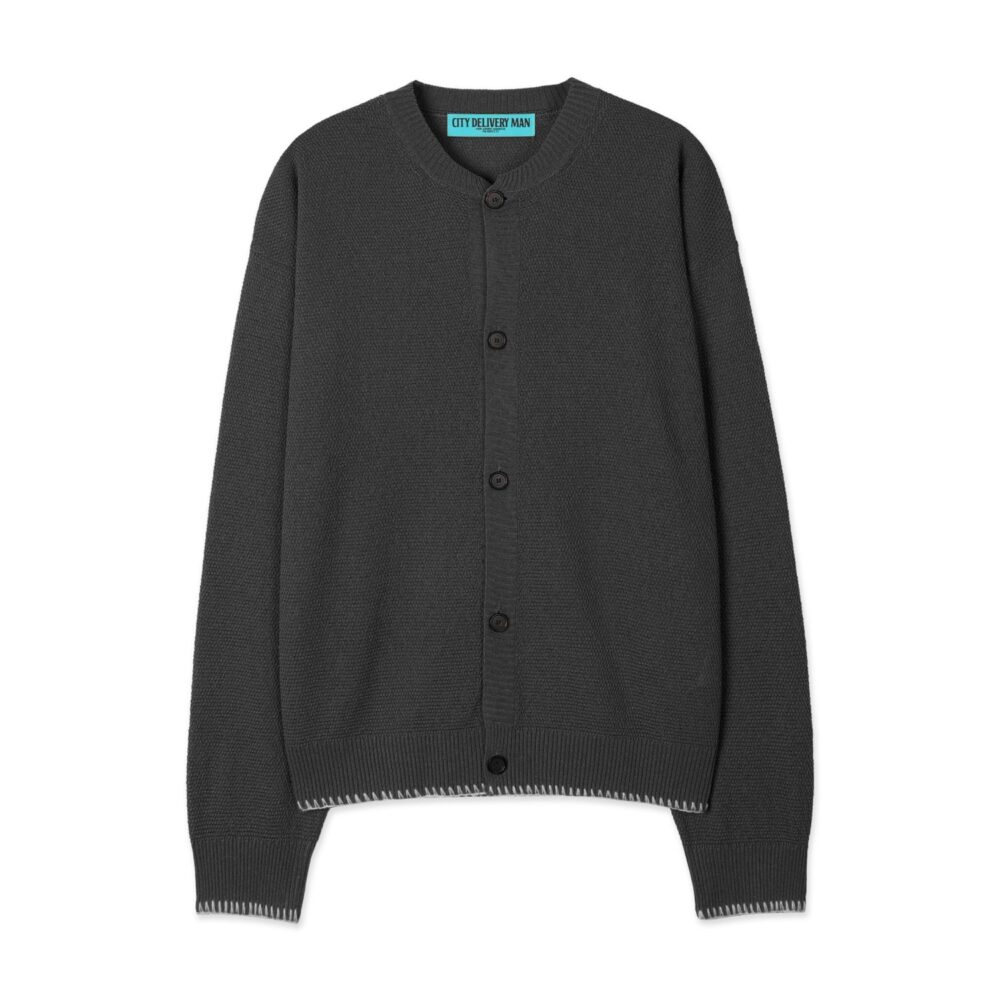Linen Needle-work Cardigan (Charcoal)
