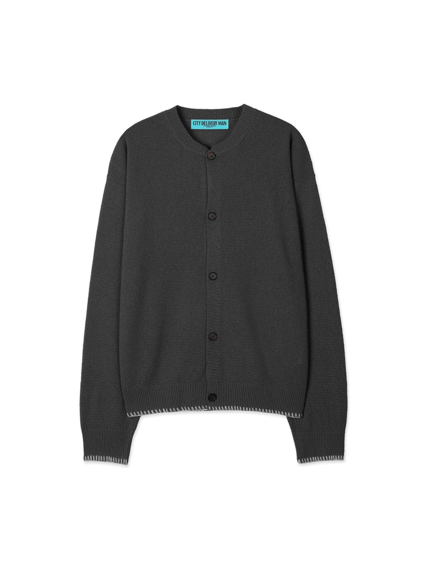 Linen Needle-work Cardigan (Charcoal)