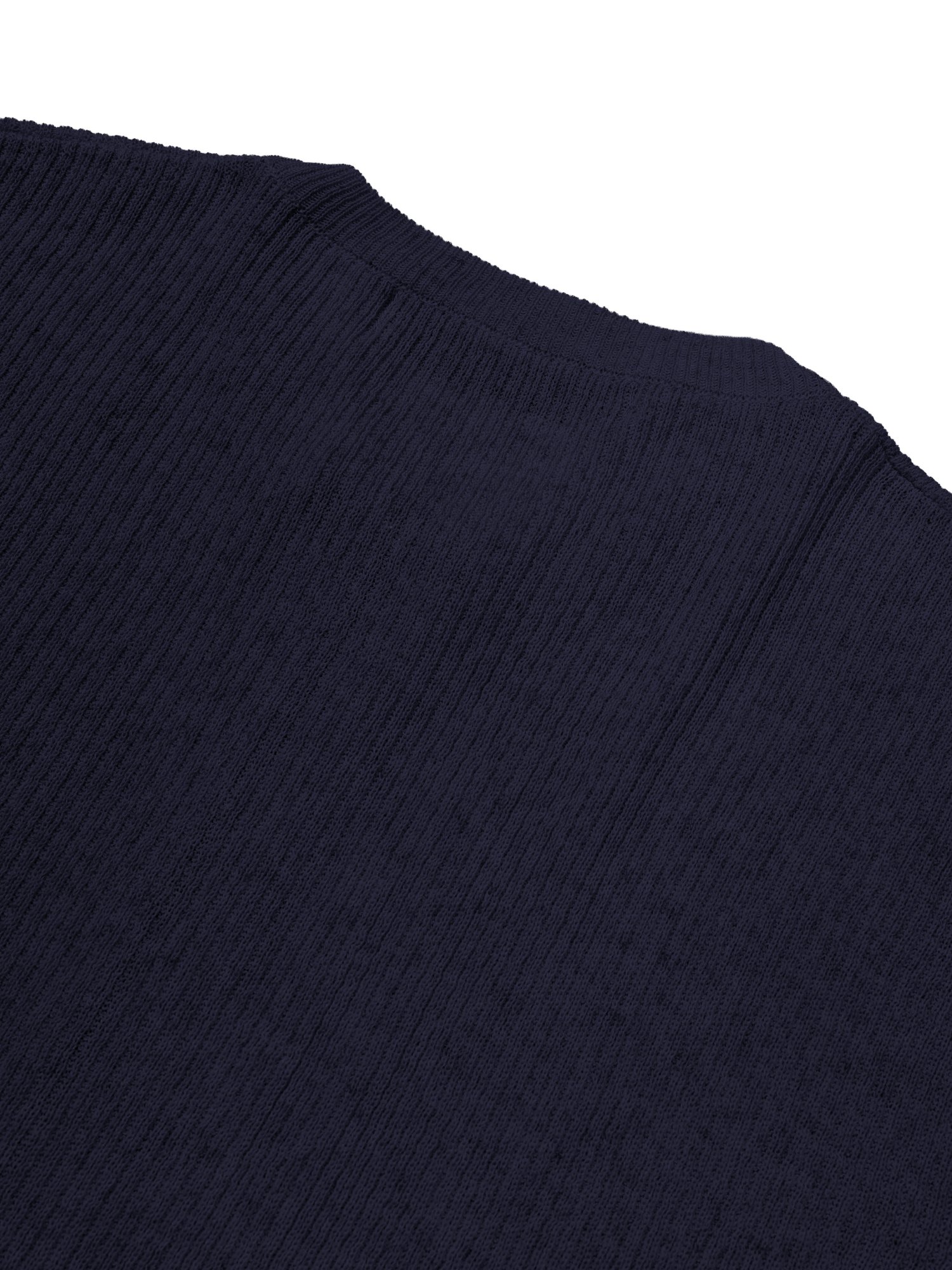 Linen Zip-up Knit Cardigan (Navy)
