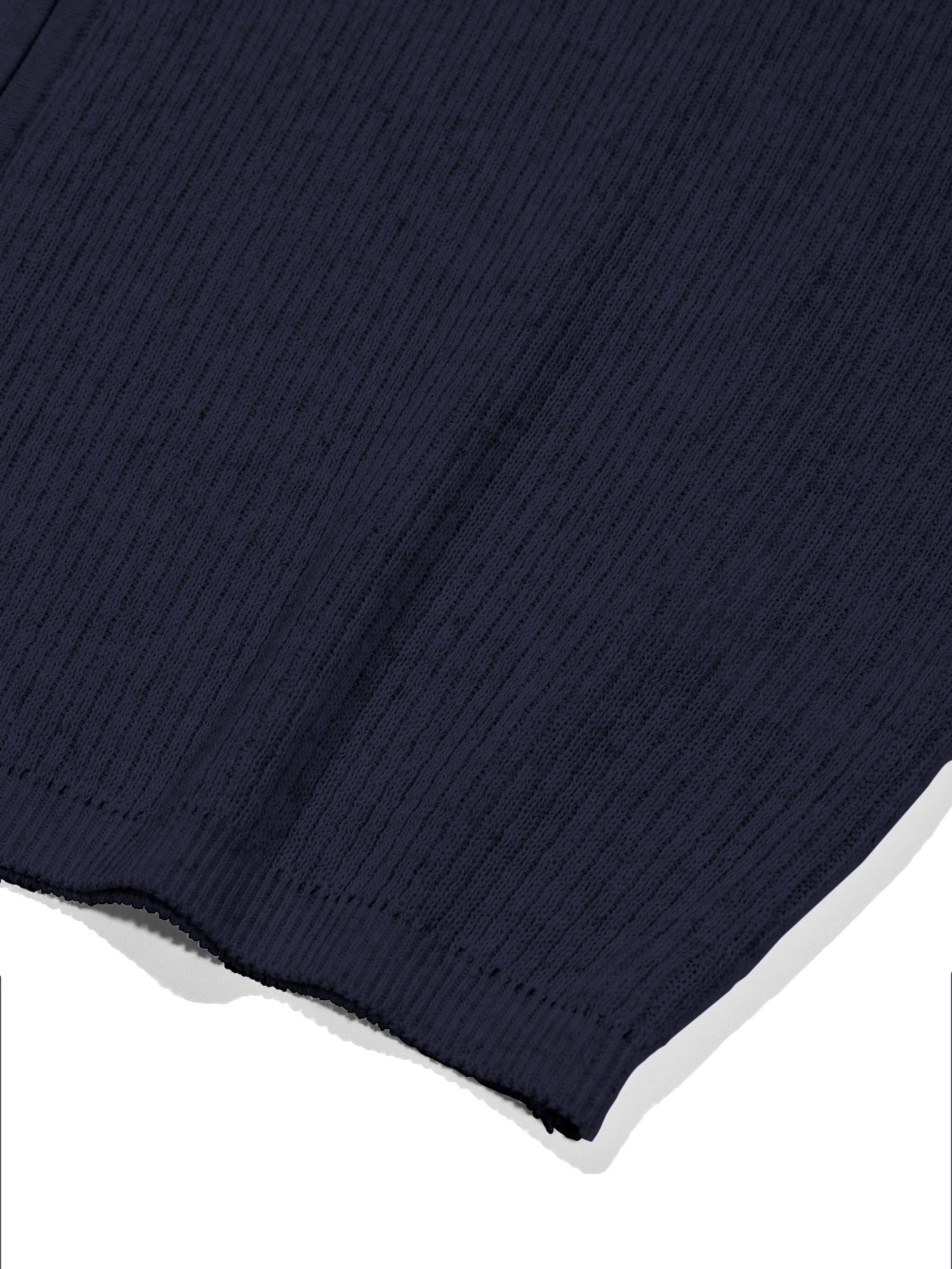 Linen Zip-up Knit Cardigan (Navy)