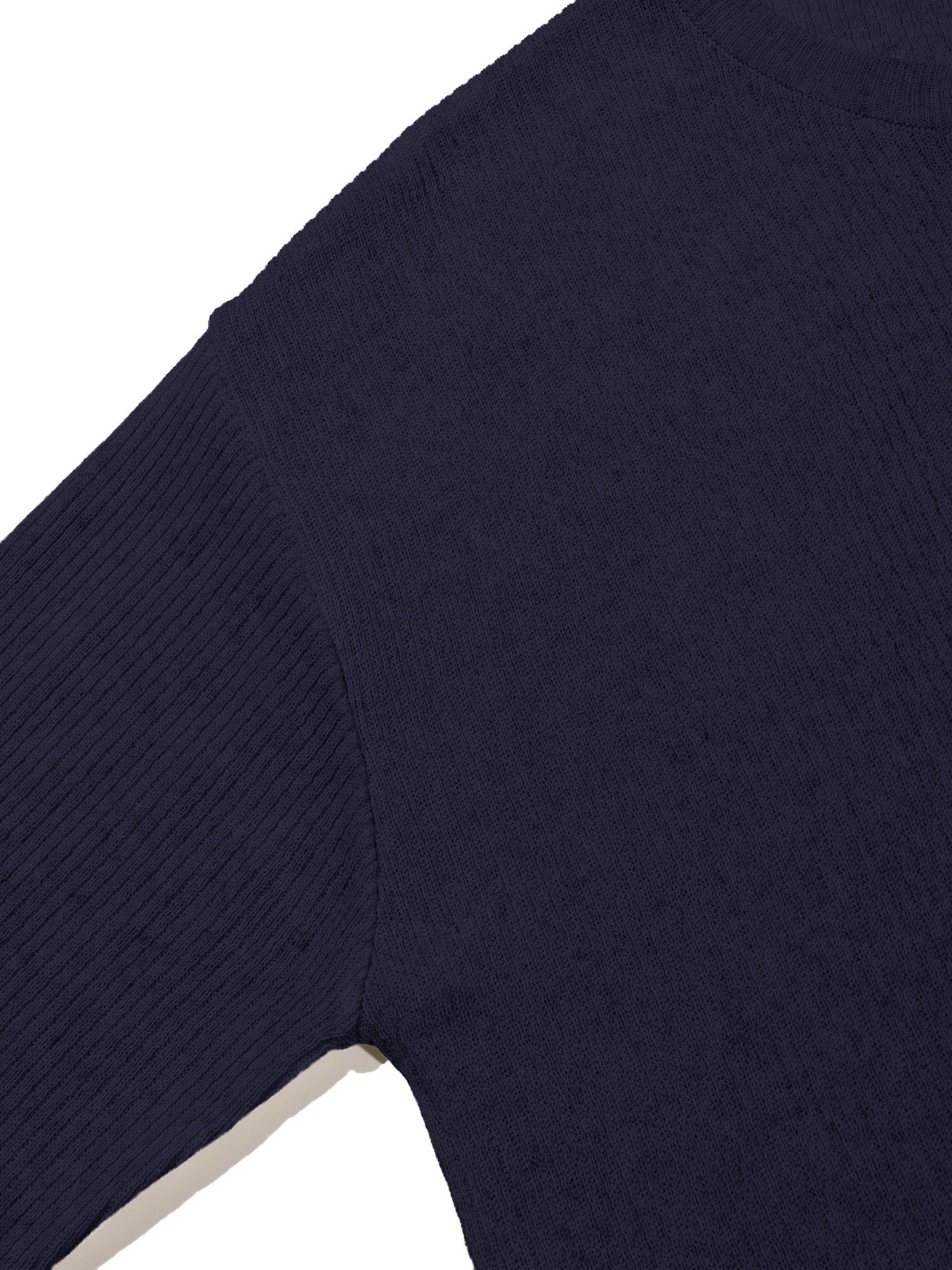 Linen Zip-up Knit Cardigan (Navy)