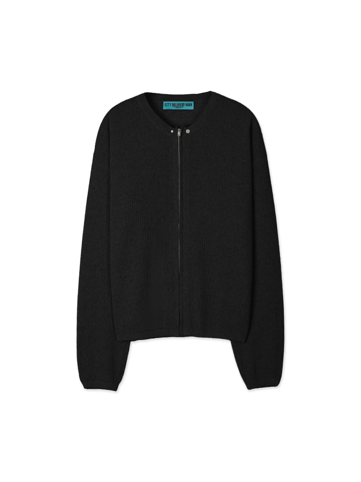 Linen Zip-up Knit Cardigan (Black)