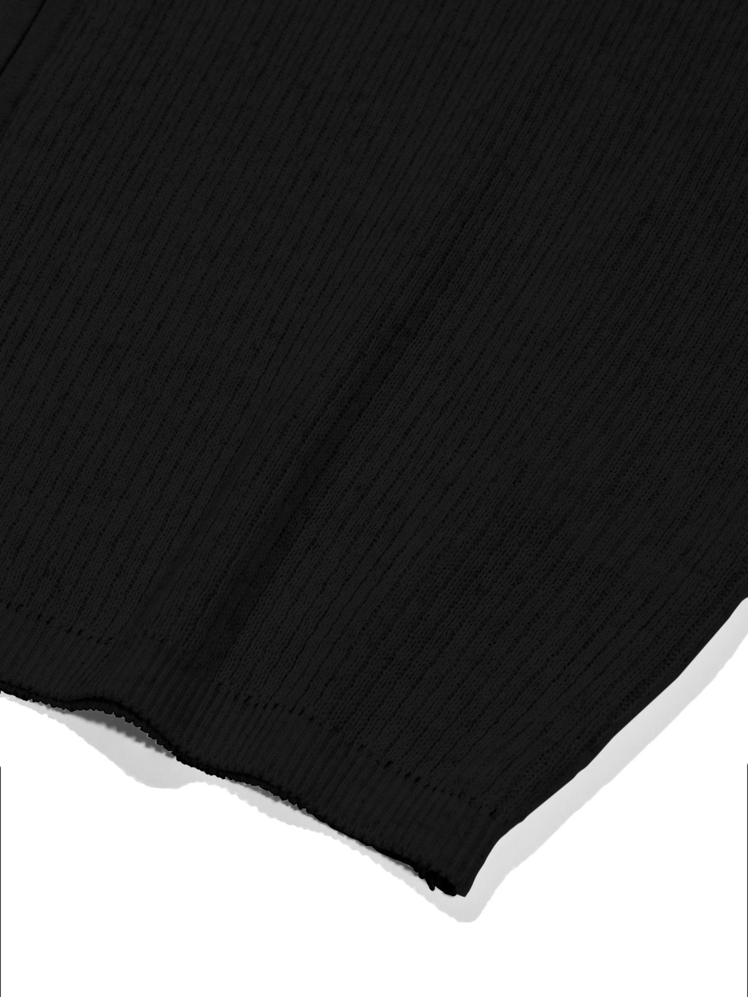 Linen Zip-up Knit Cardigan (Black)