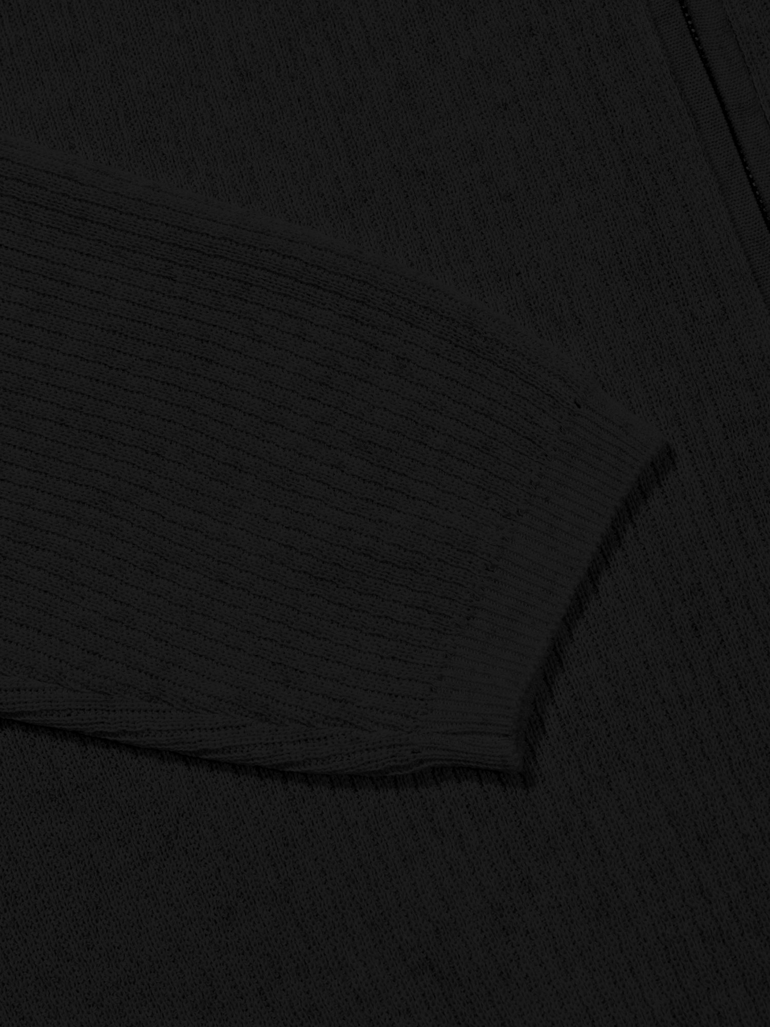 Linen Zip-up Knit Cardigan (Black)