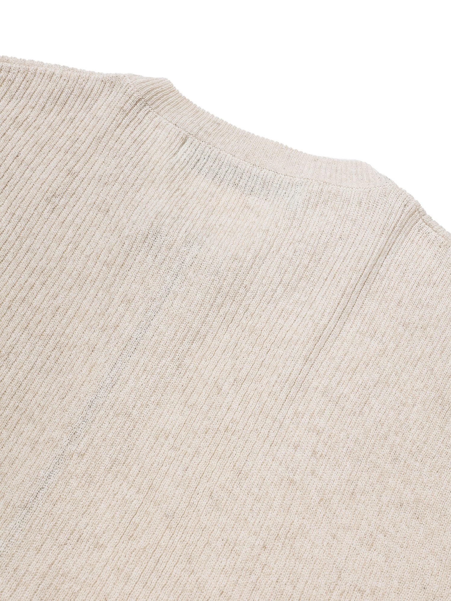 Linen Zip-up Knit Cardigan (Oatmeal)