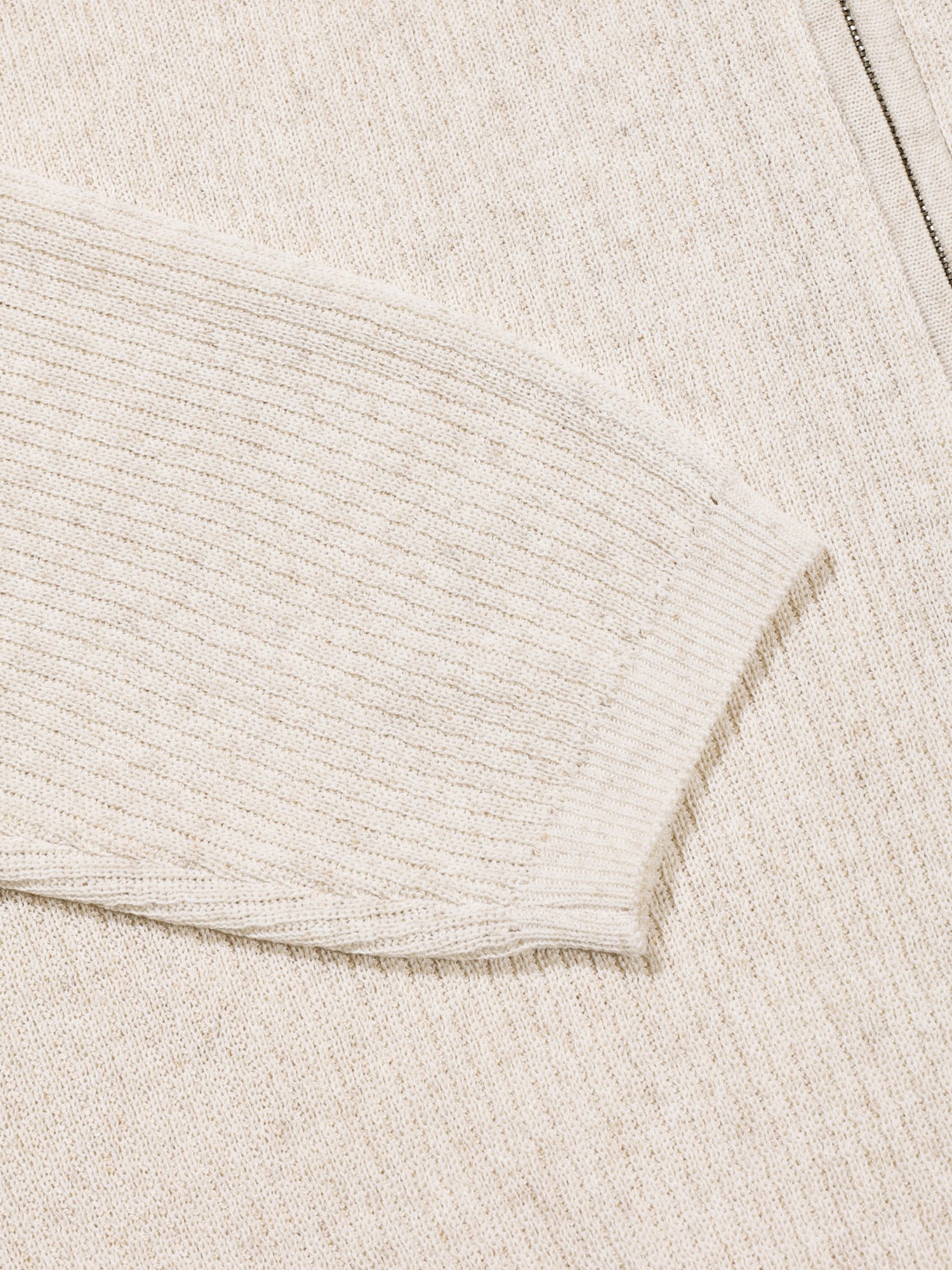 Linen Zip-up Knit Cardigan (Oatmeal)