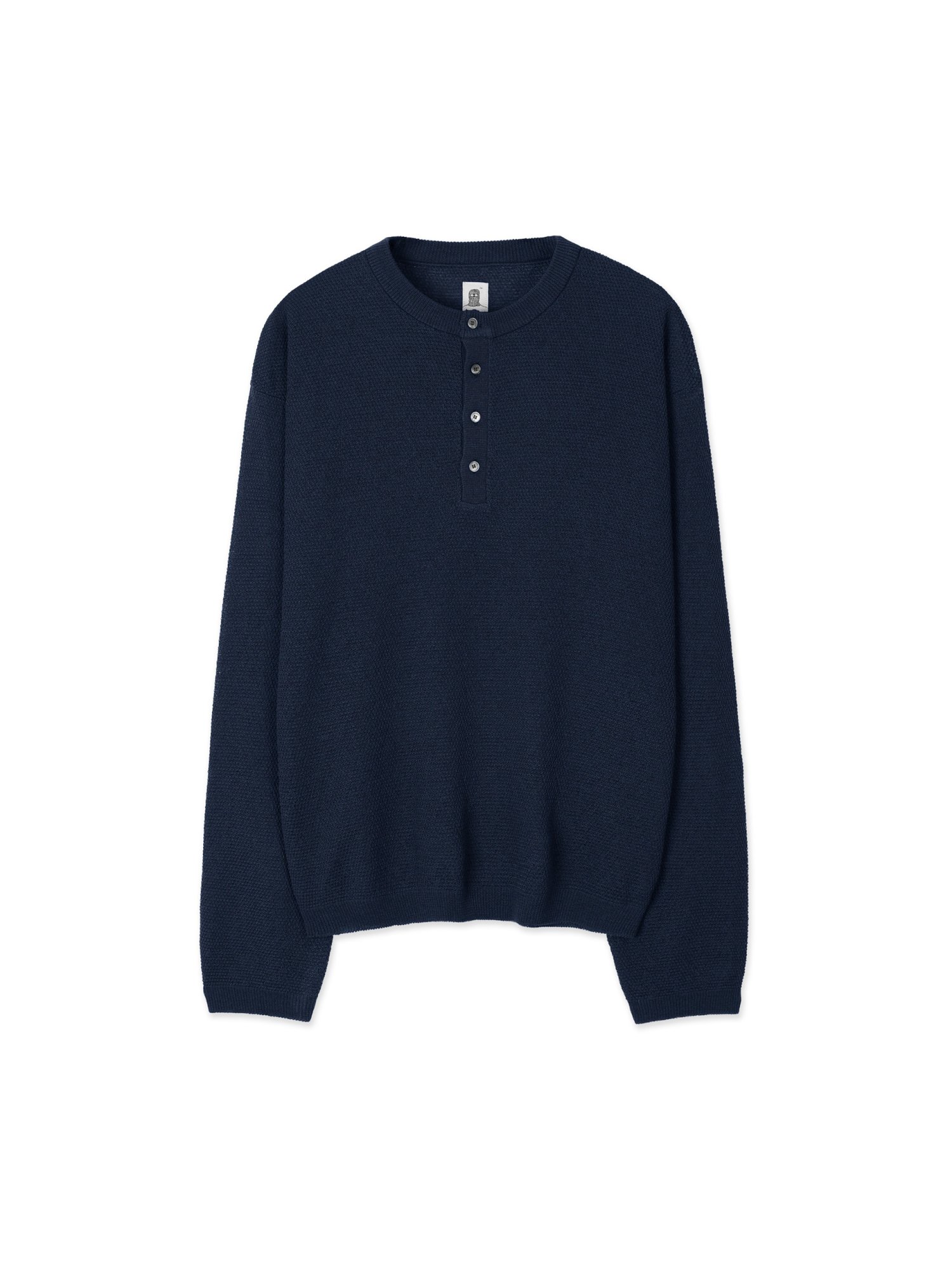 Linen Henry Knit Pull-over (Navy)