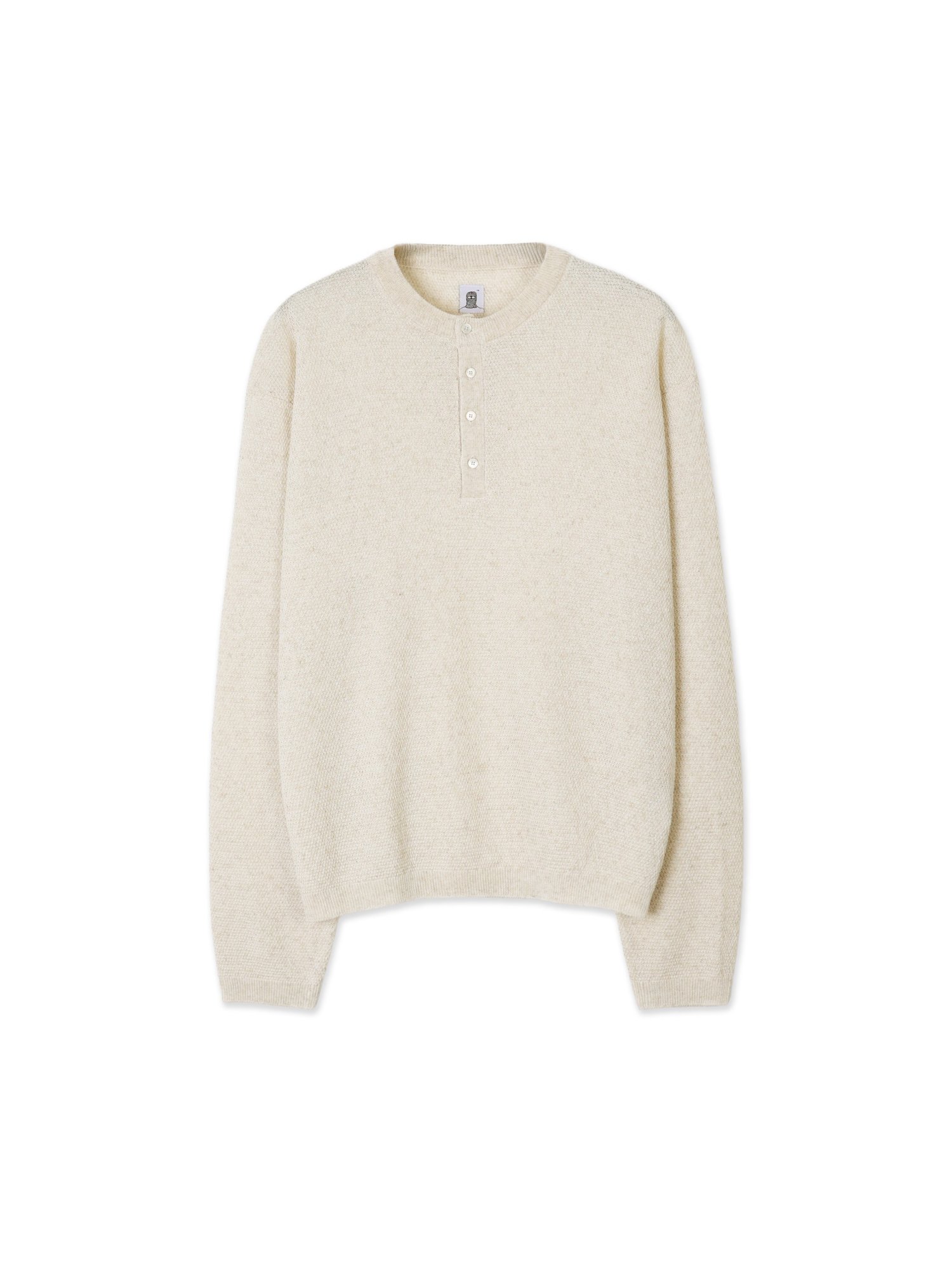 Linen Henry Knit Pull-over (Oatmeal)