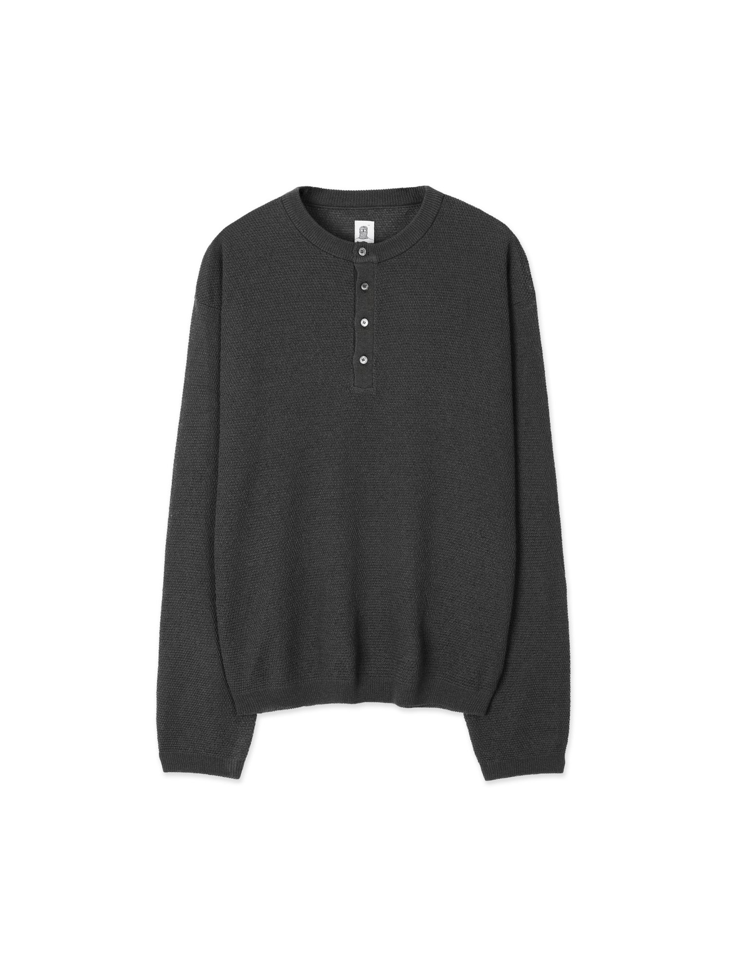 Linen Henry Knit Pull-over (Charcoal)