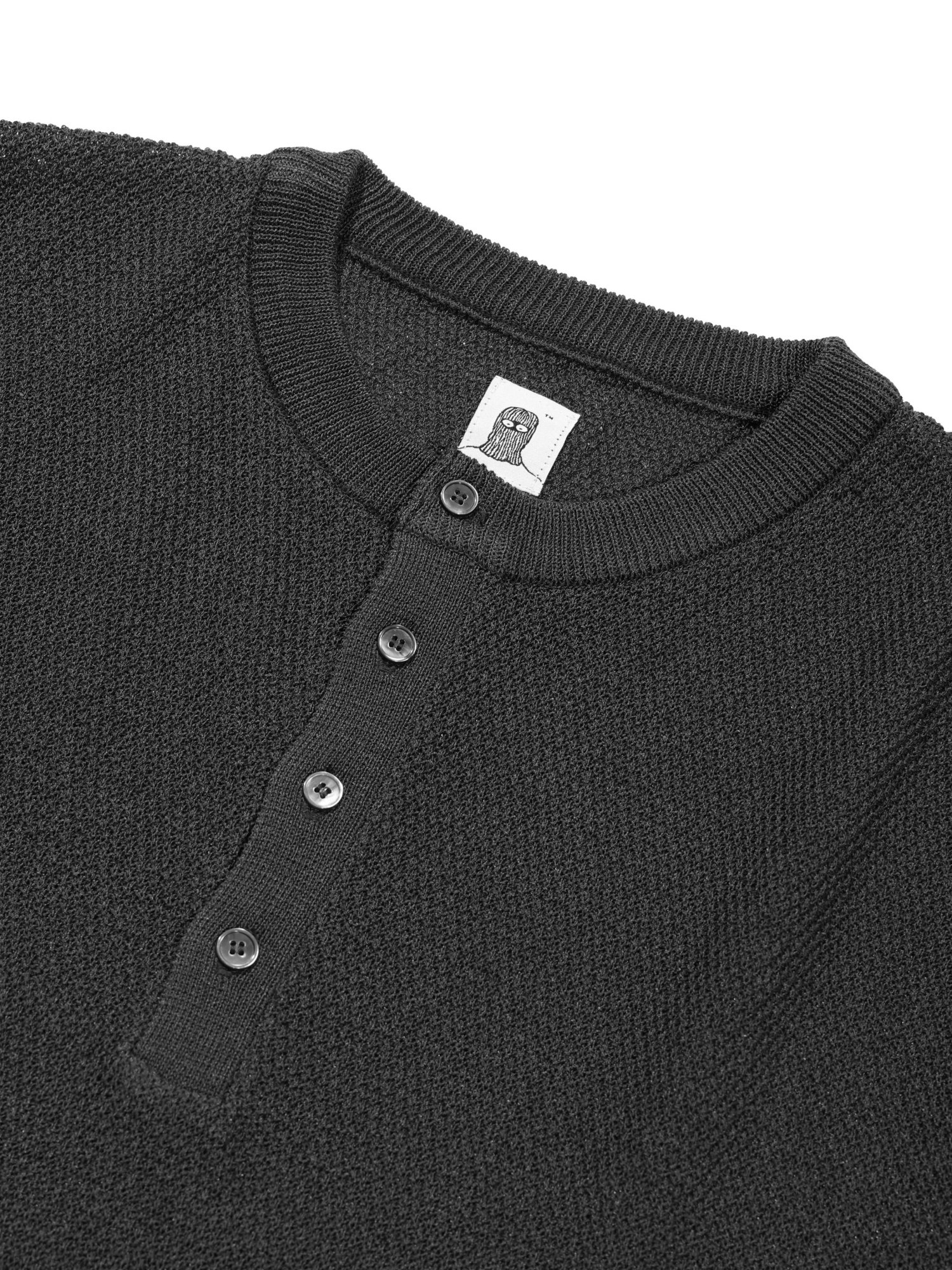 Linen Henry Knit Pull-over (Charcoal)