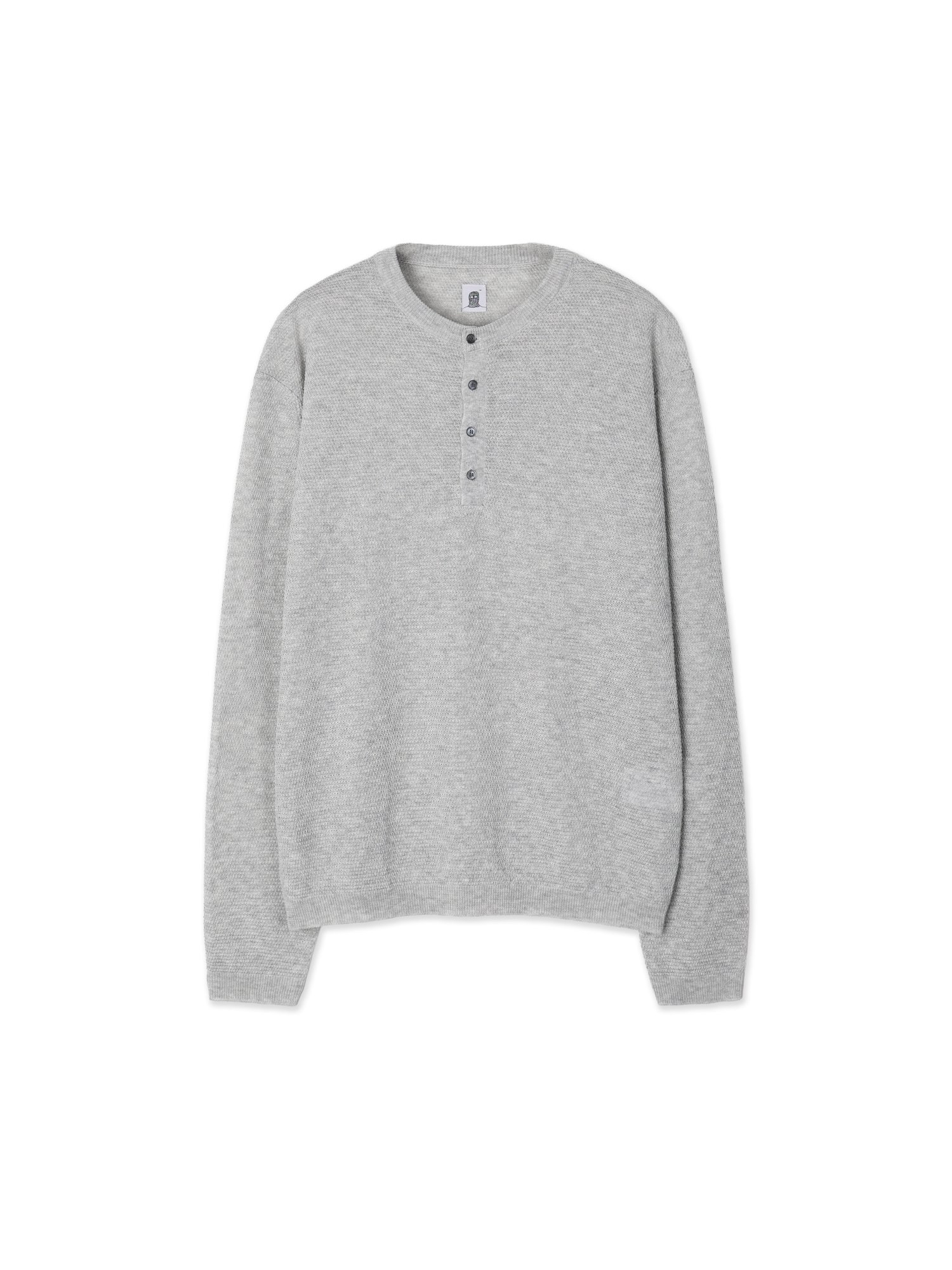 Linen Henry Knit Pull-over (White Melange)