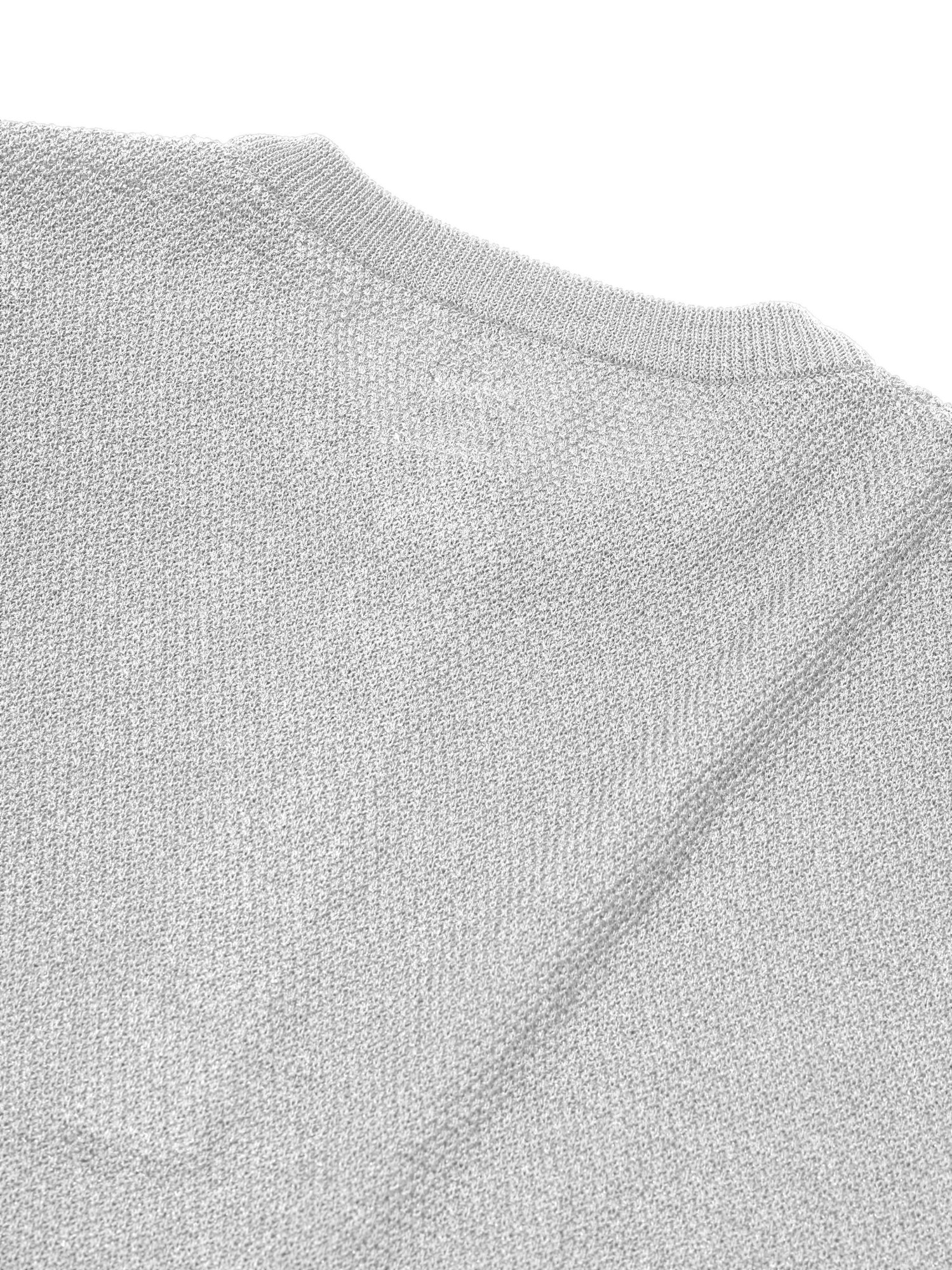 Linen Henry Knit Pull-over (White Melange)