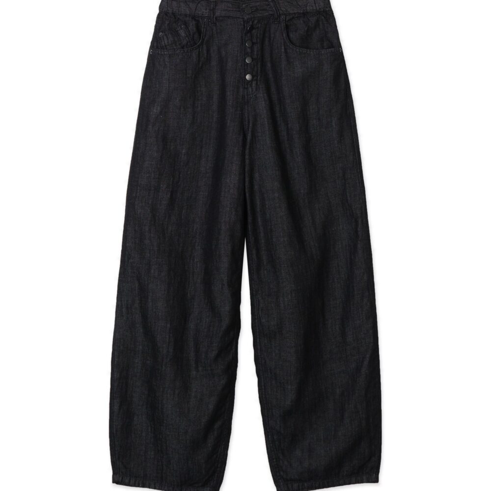 Button-up Linen Denim Pants (Black)