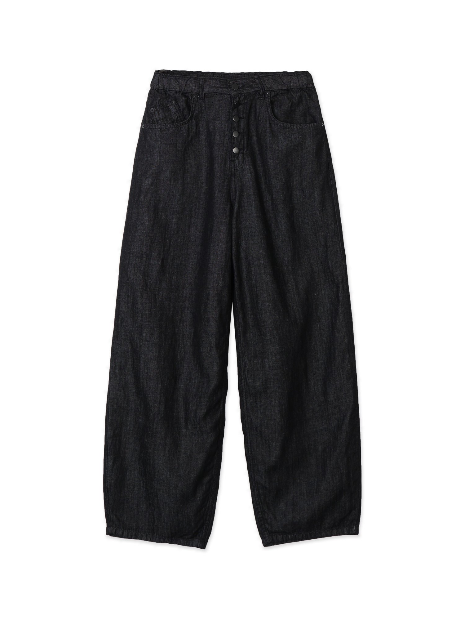 Button-up Linen Denim Pants (Black)