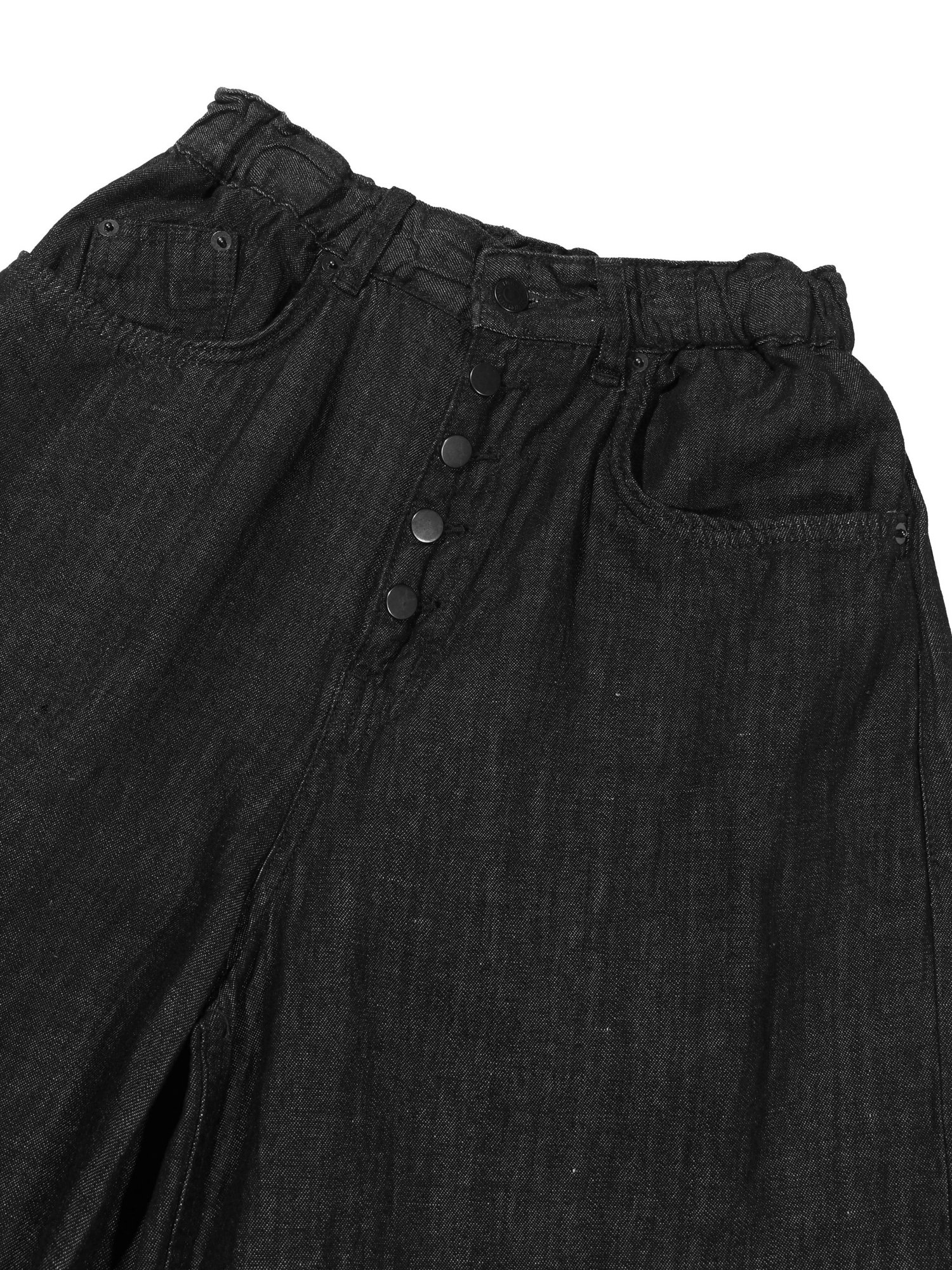 Button-up Linen Denim Pants (Black)
