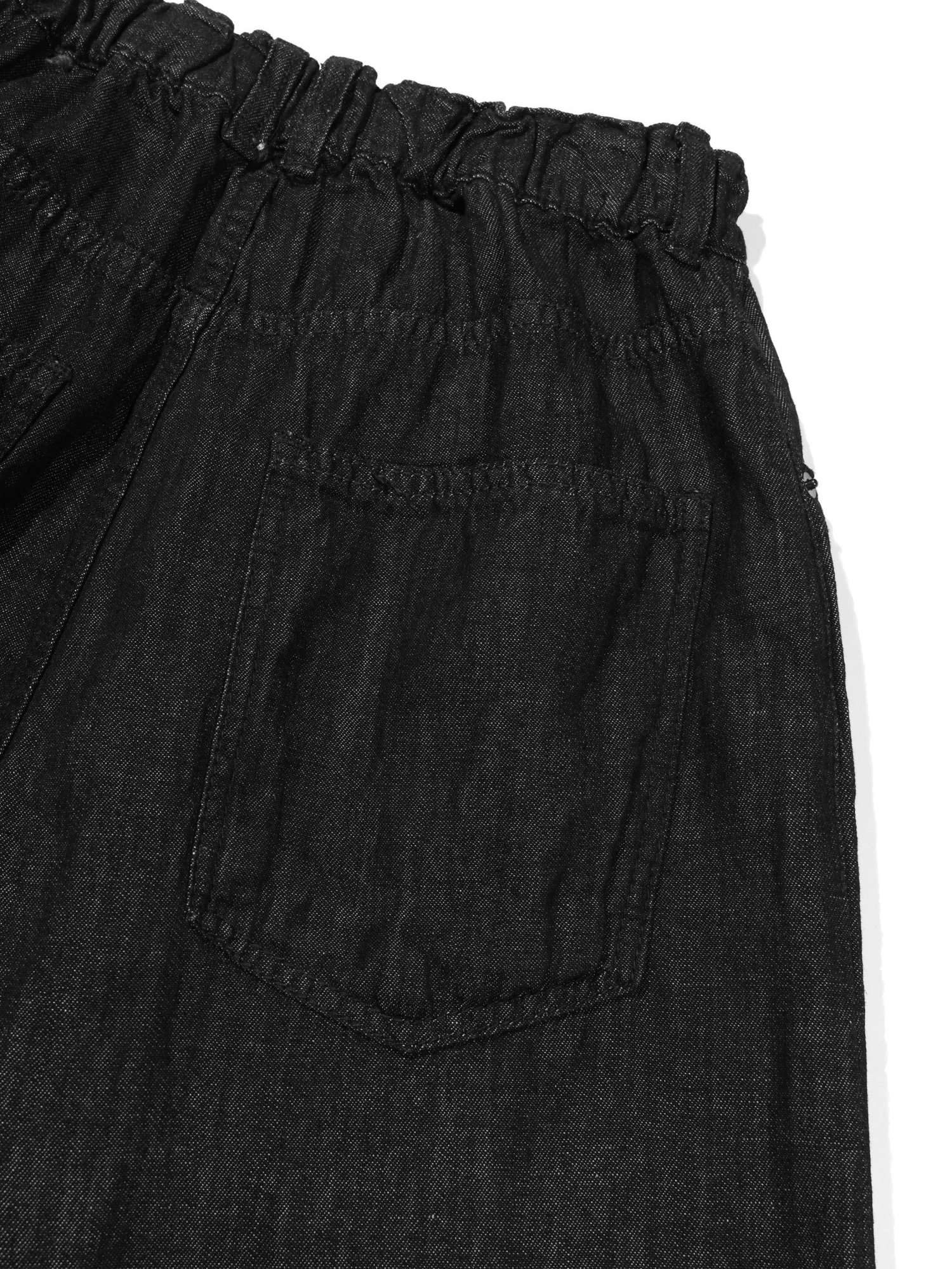 Button-up Linen Denim Pants (Black)