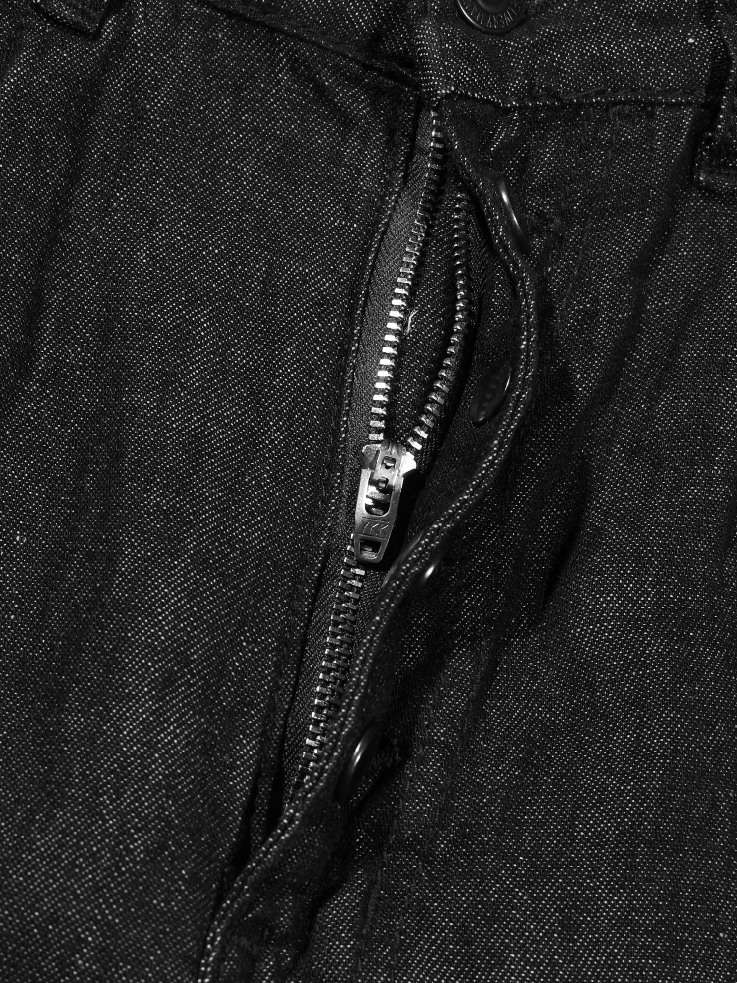 Button-up Linen Denim Pants (Black)