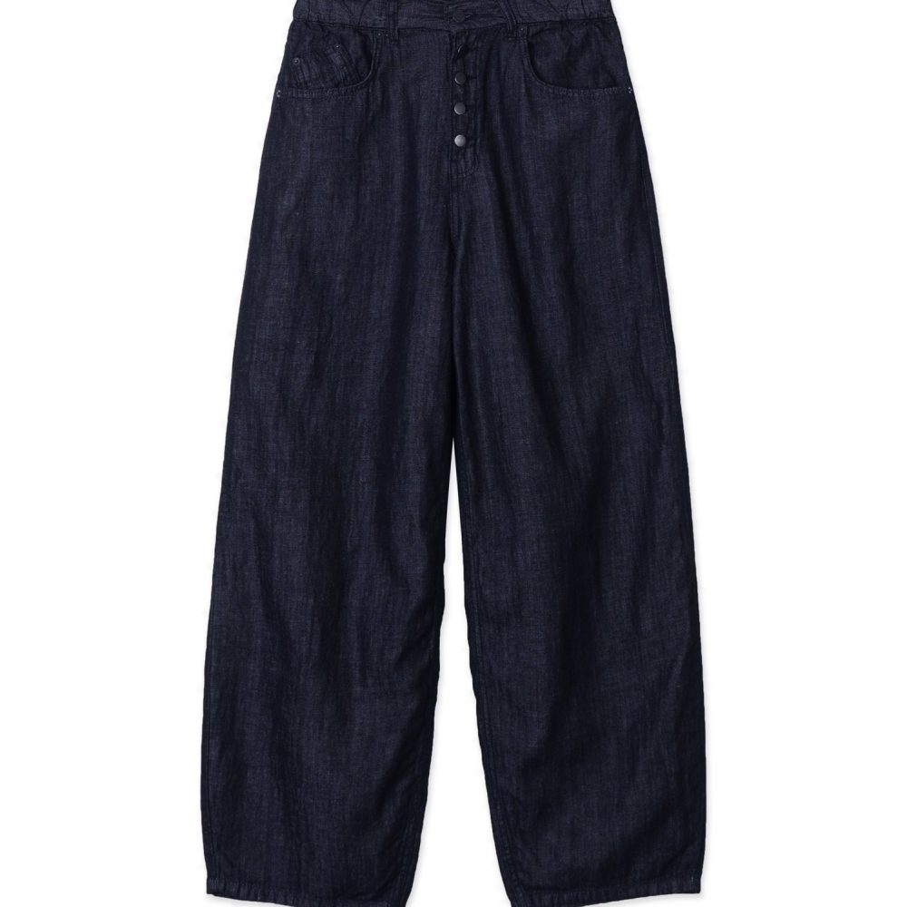 Button-up Linen Denim Pants (Indigo)