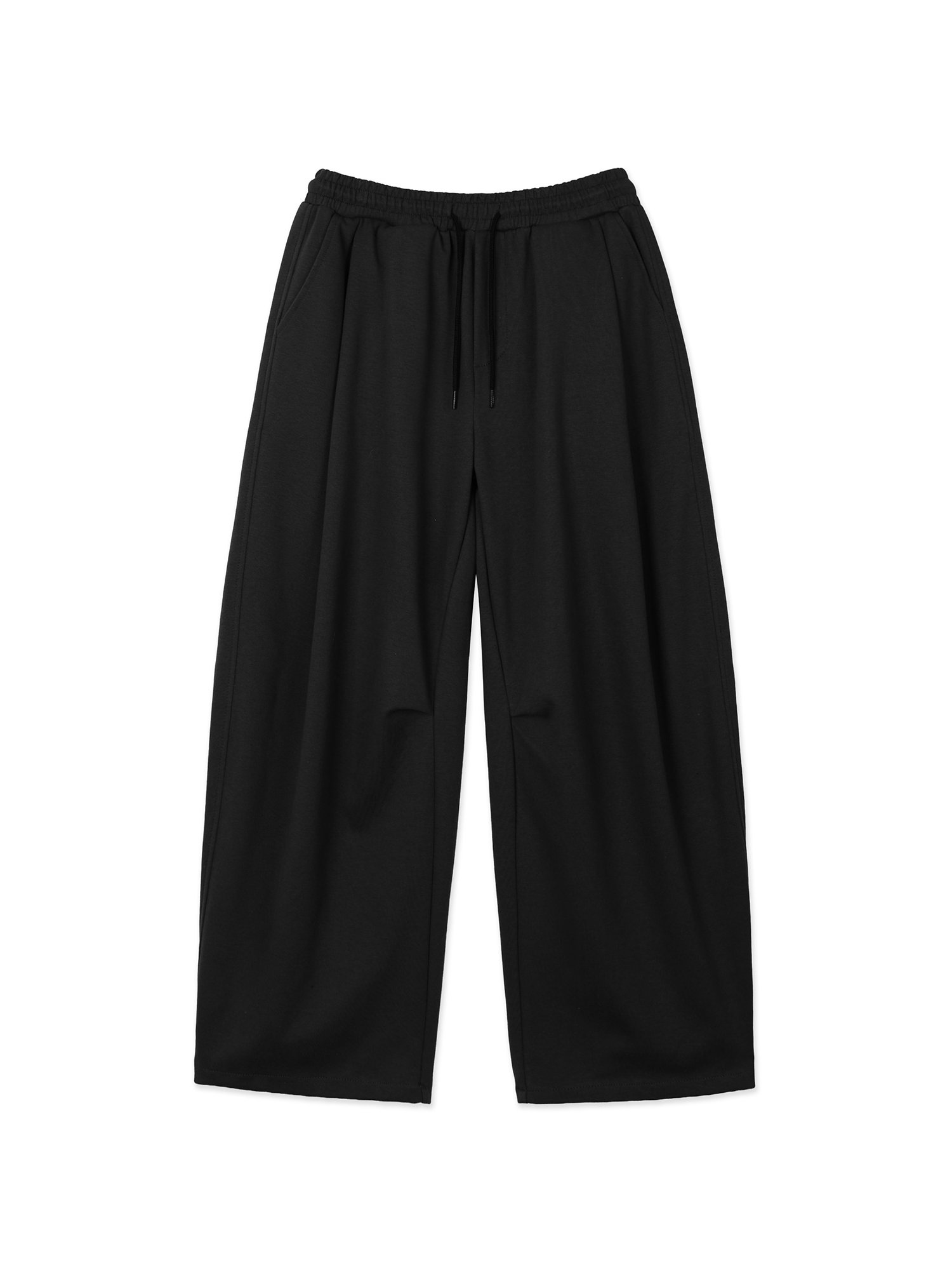 Jersey Folded Wide Pants (Black)