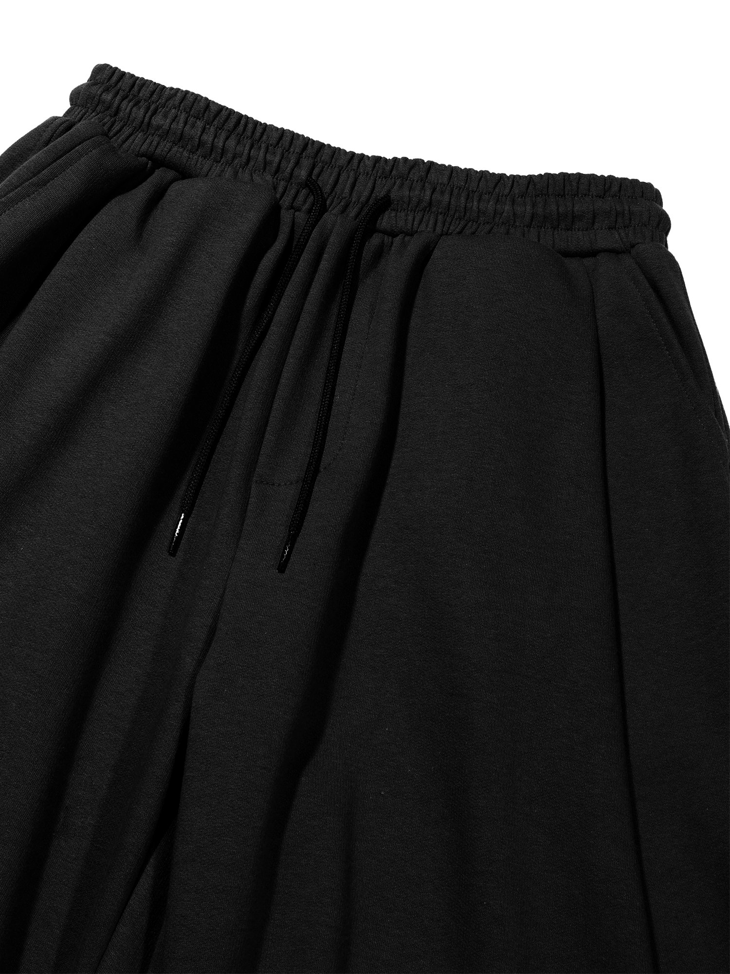 Jersey Folded Wide Pants (Black)