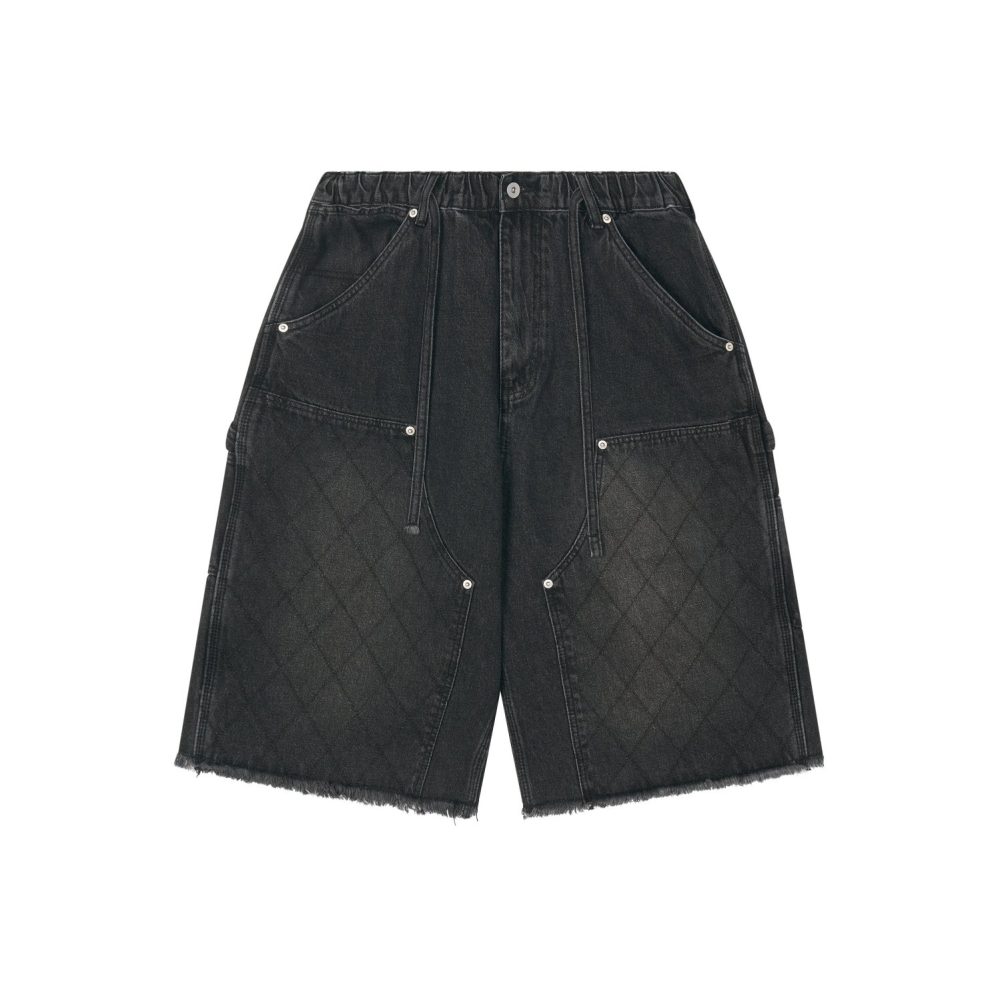 Quilted Double Knee Shorts (Black)