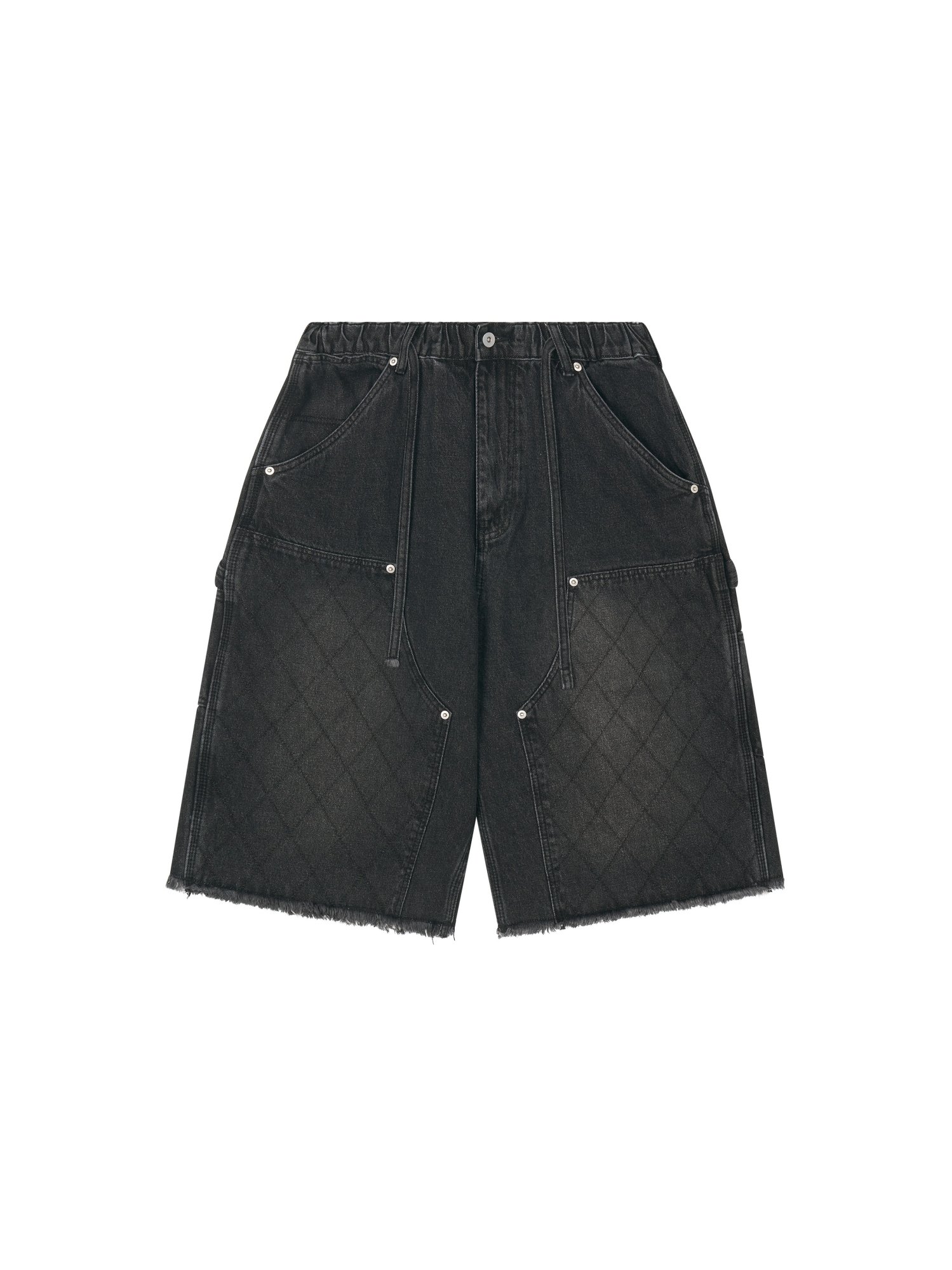Quilted Double Knee Shorts (Black)