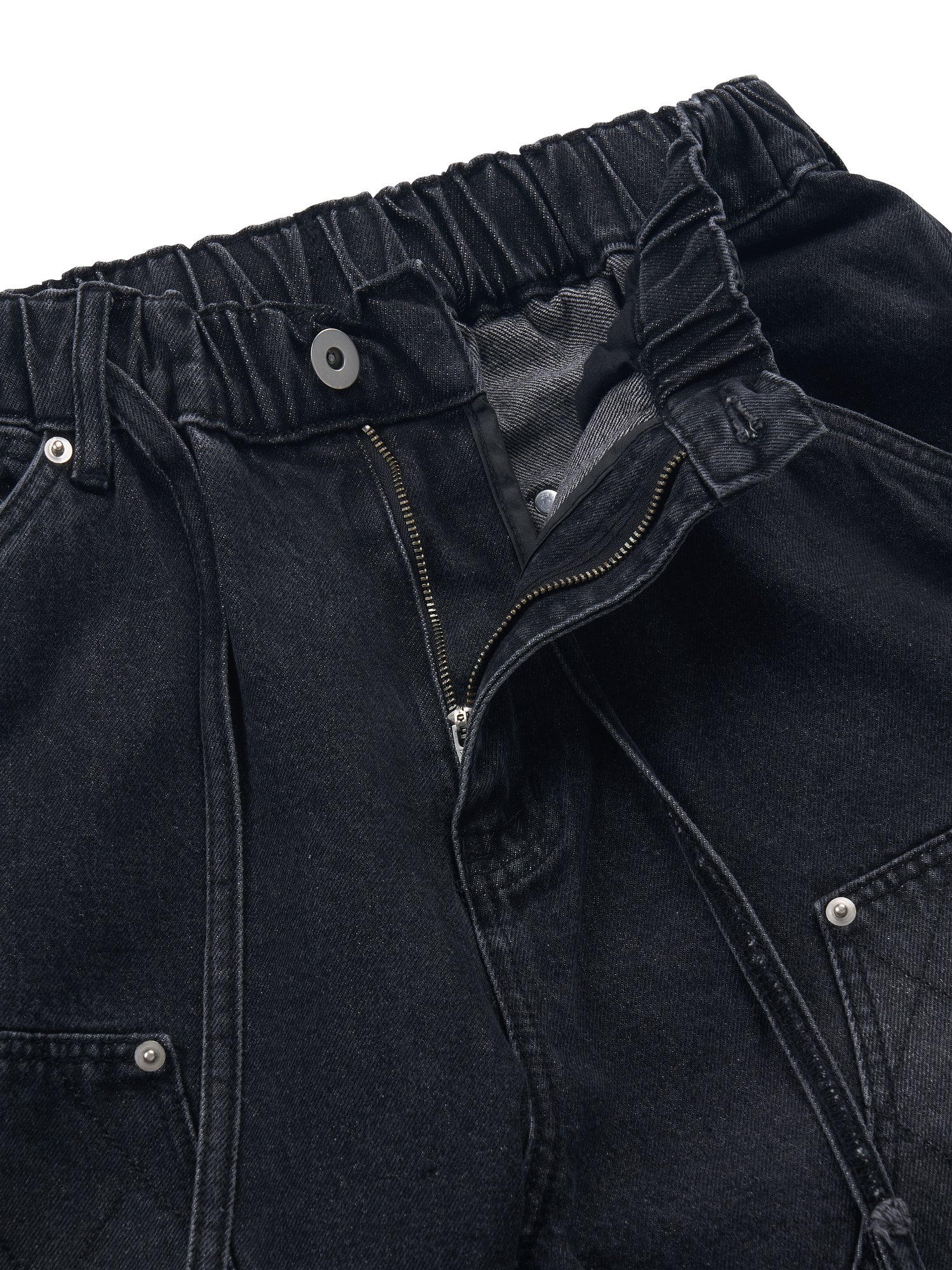 Quilted Double Knee Shorts (Black)
