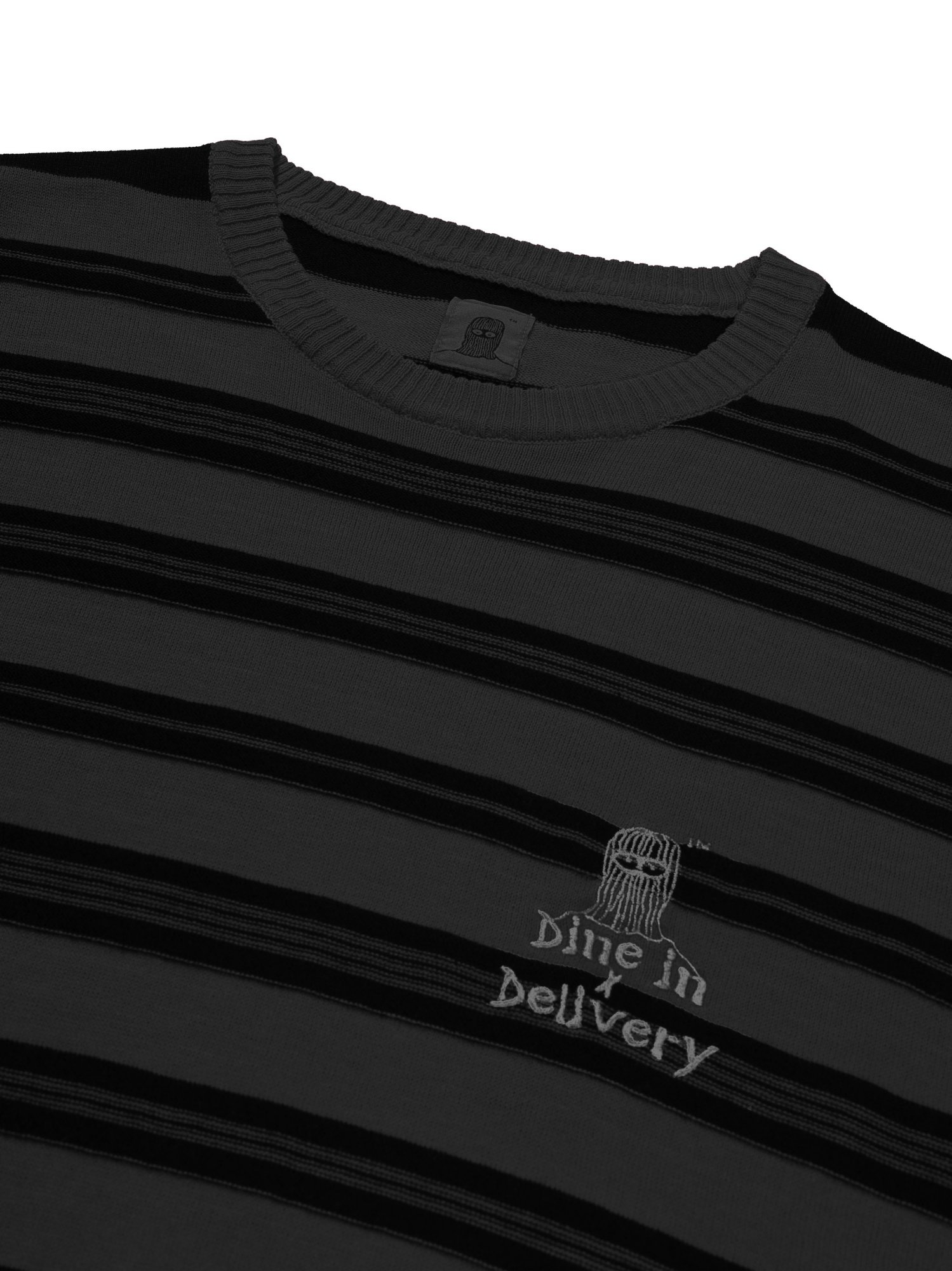 3-Line Round Stripe Knit (Charcoal)