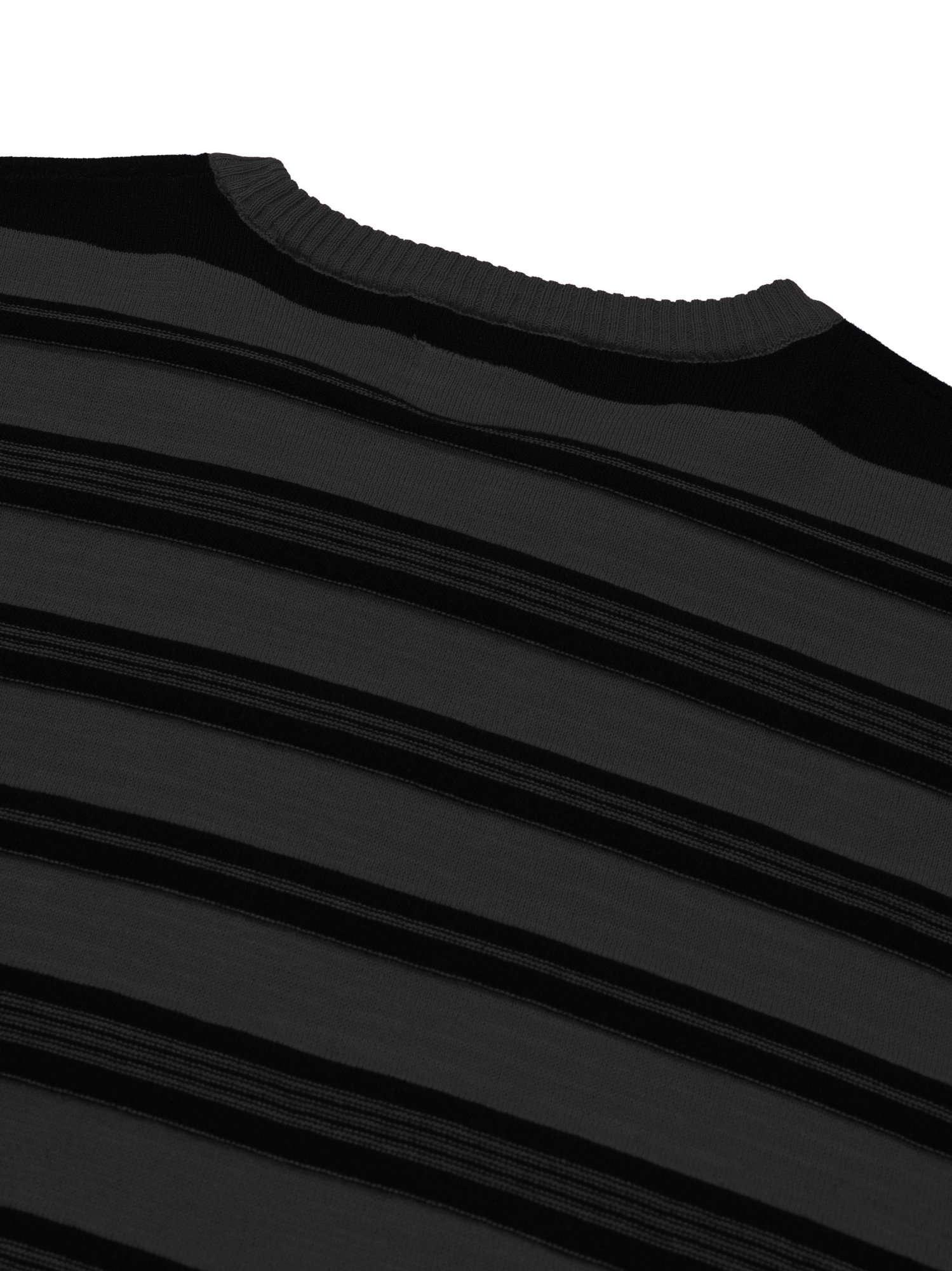 3-Line Round Stripe Knit (Charcoal)