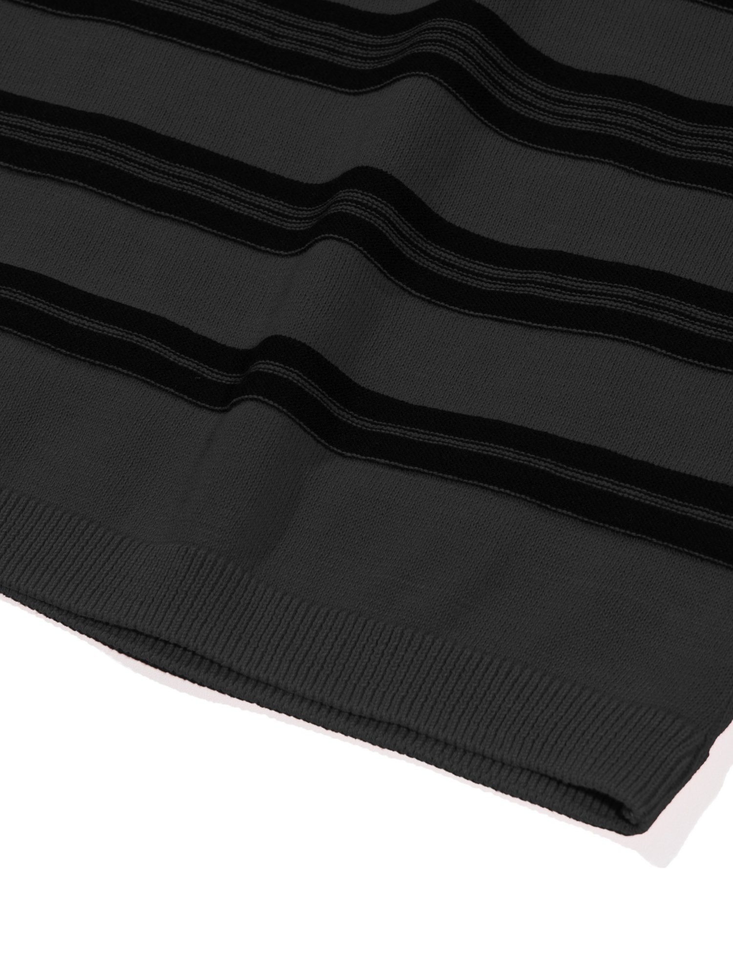 3-Line Round Stripe Knit (Charcoal)