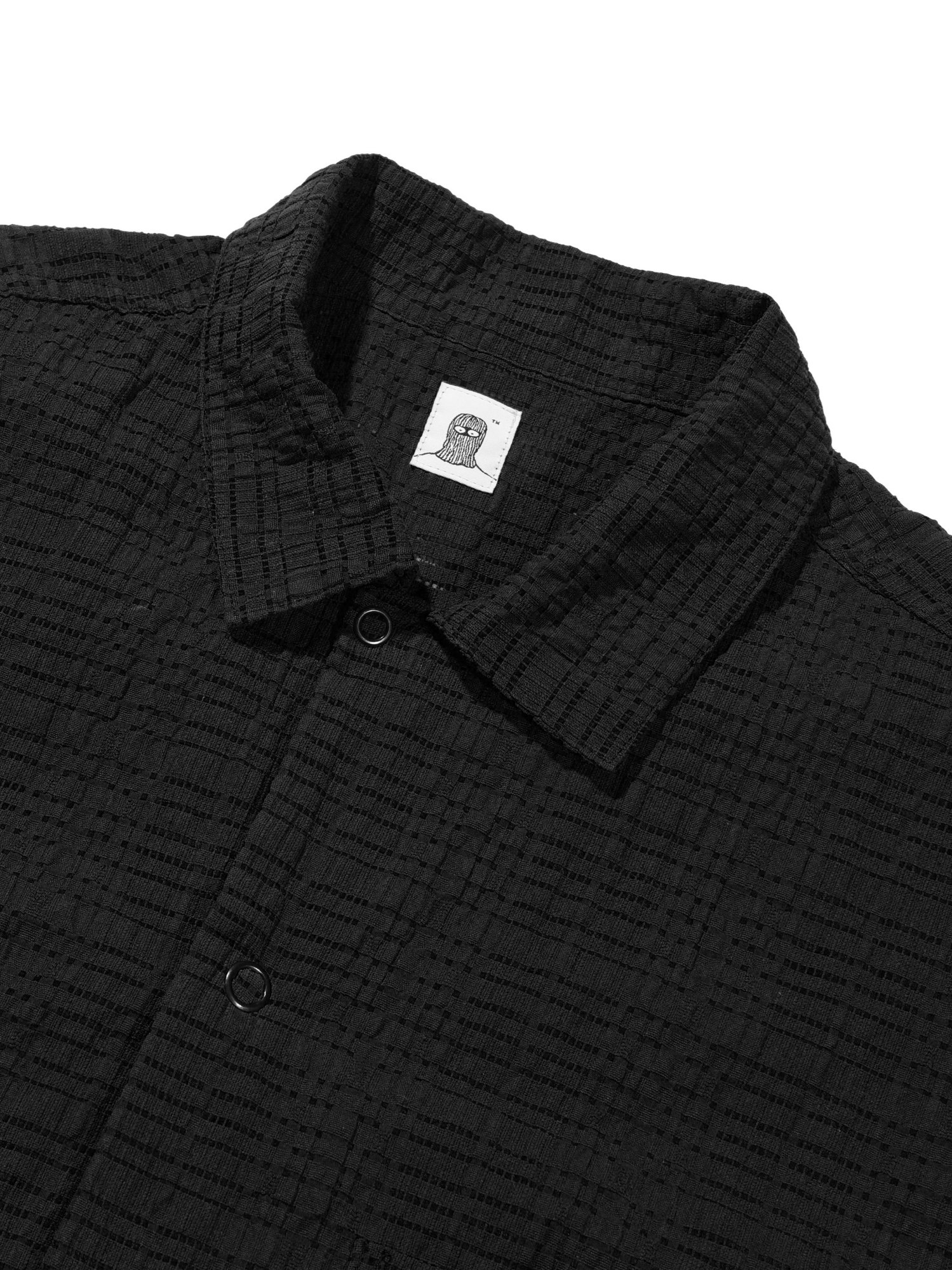 Down Check Half Shirt (Black)