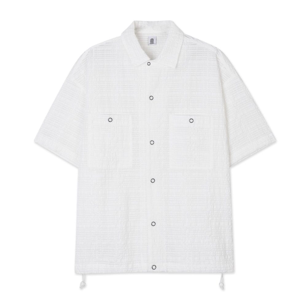 Down Check Half Shirt (White)