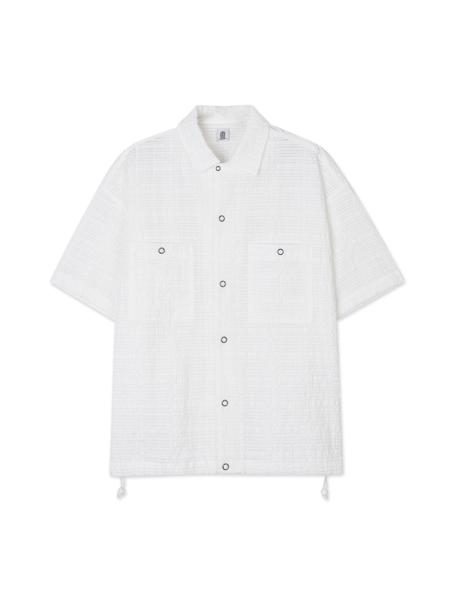 Down Check Half Shirt (White)