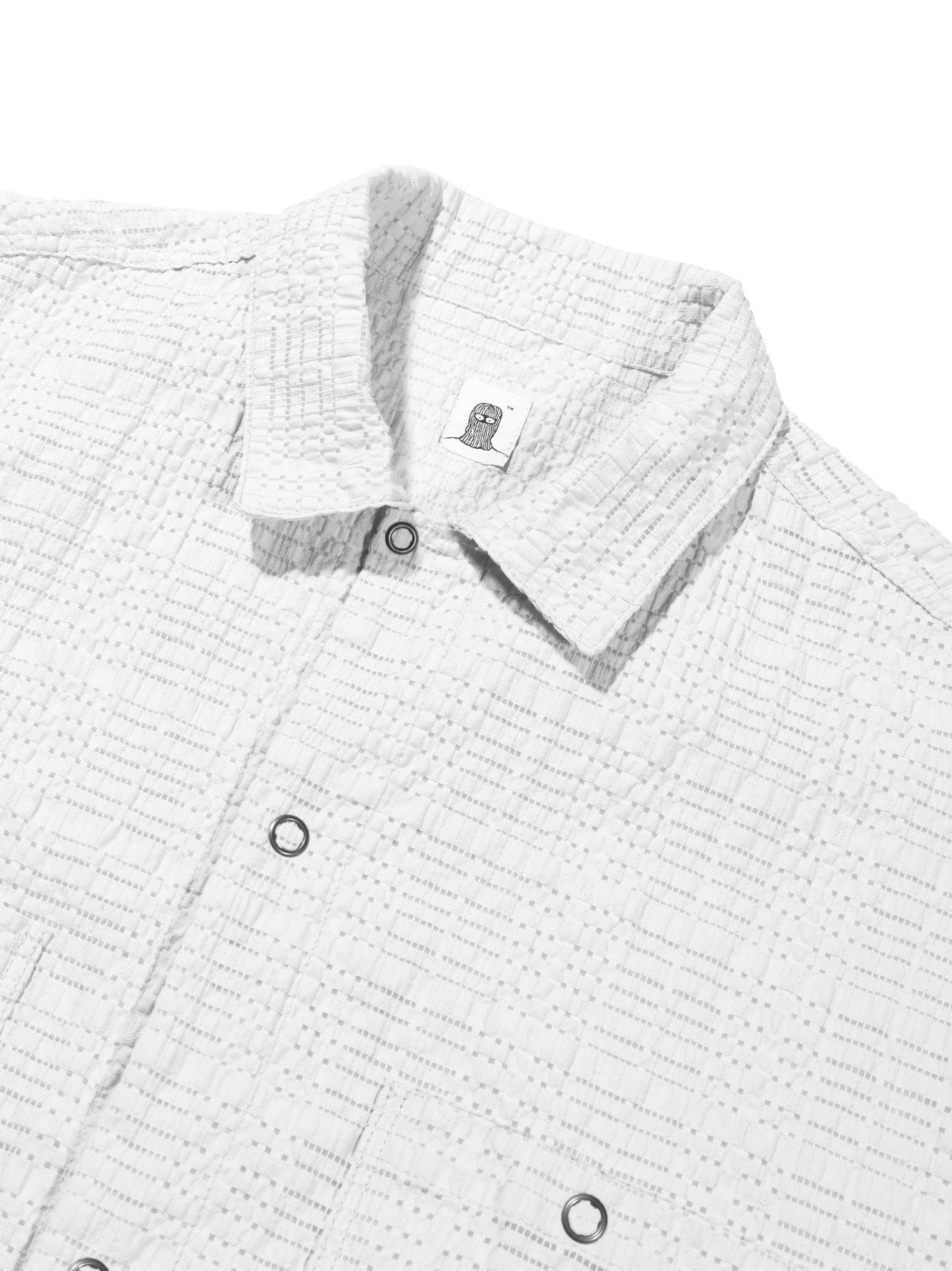 Down Check Half Shirt (White)