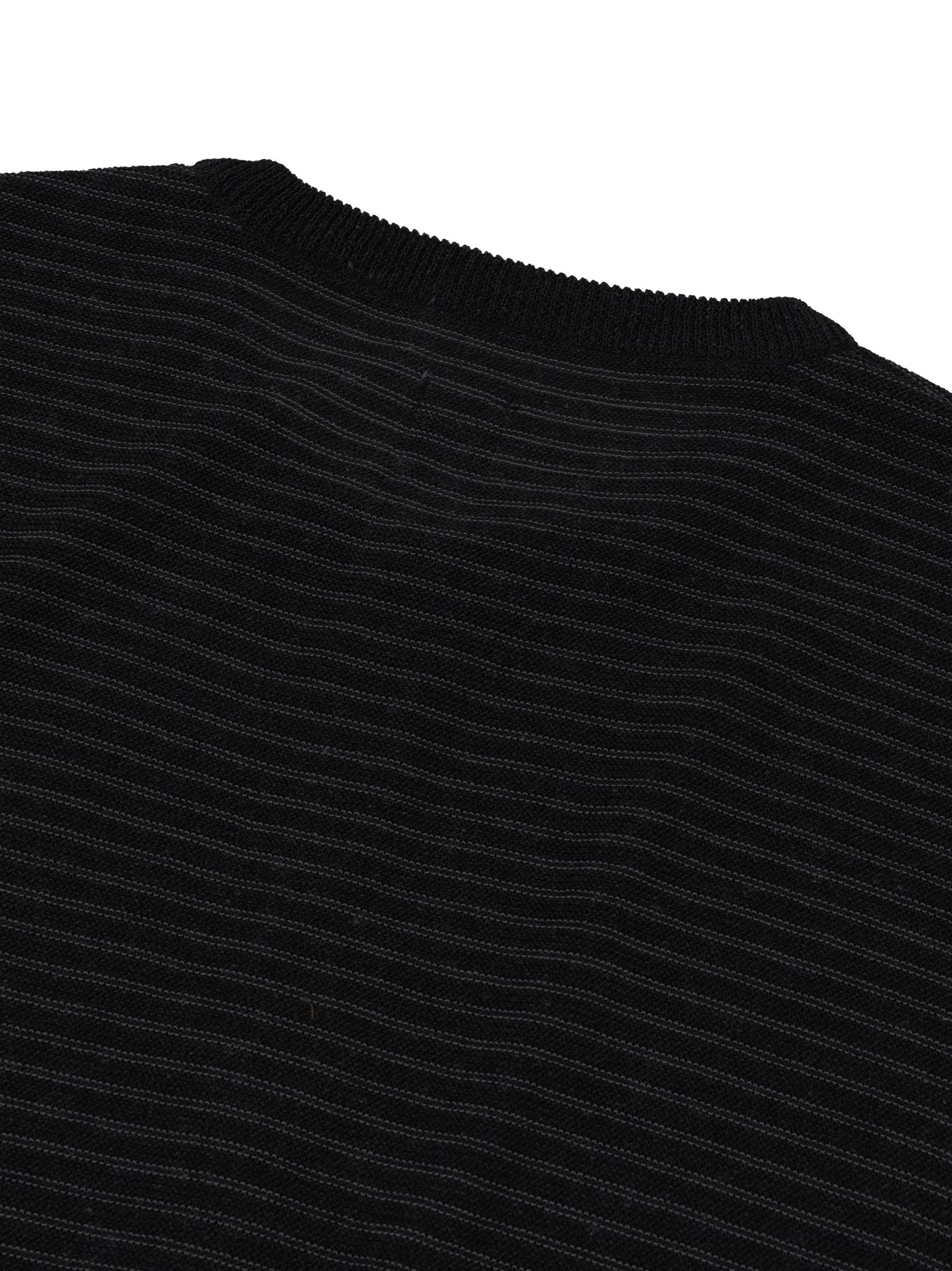 Linen Stripe Henry Half Knit (Black)
