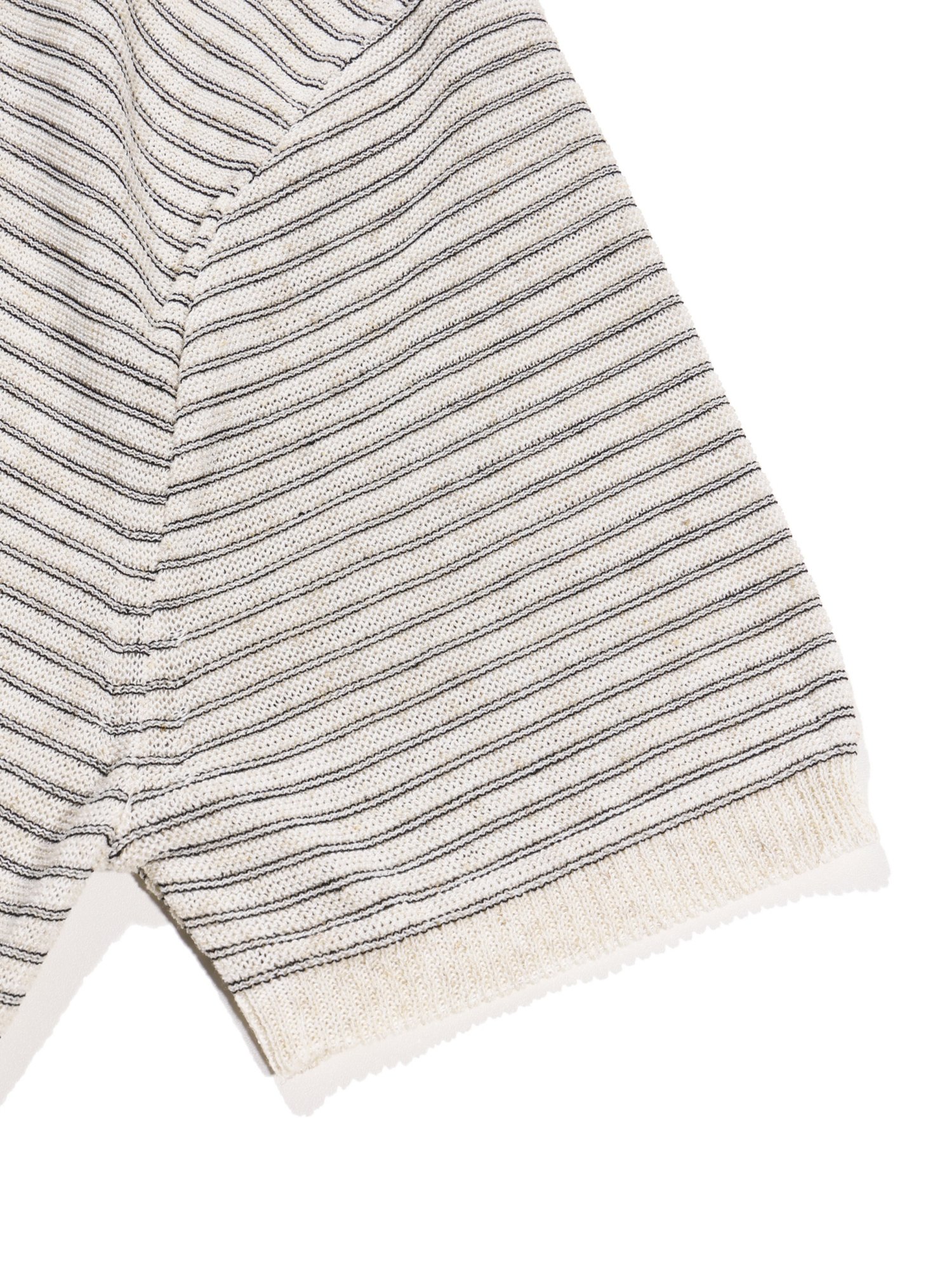 Linen Stripe Henry Half Knit (Ivory)