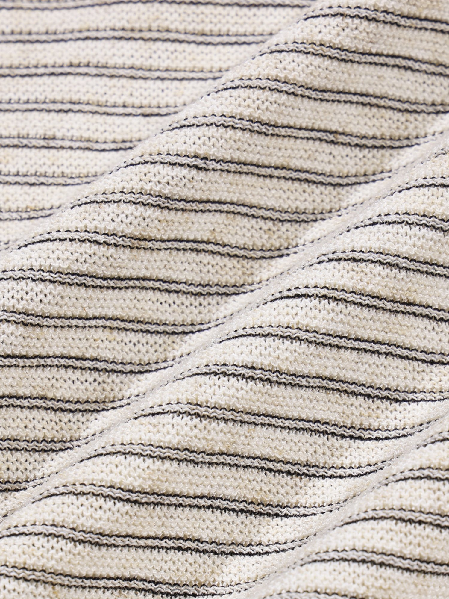 Linen Stripe Henry Half Knit (Ivory)
