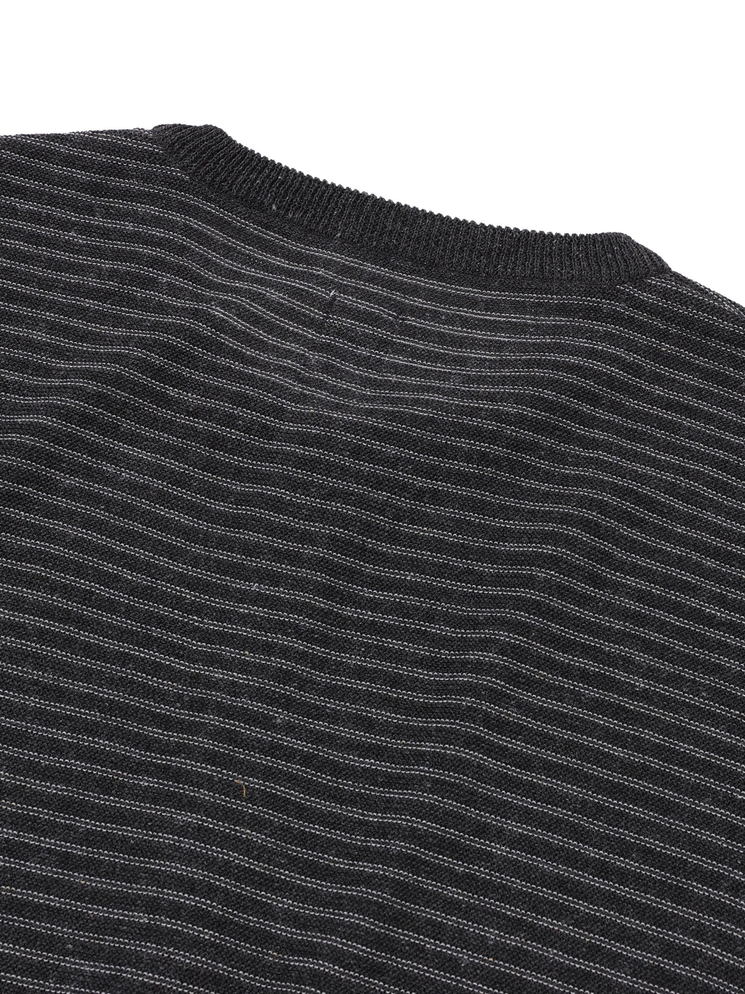 Linen Stripe Henry Half Knit (Charcoal)